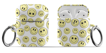 White Smiley Faces AirPods Case