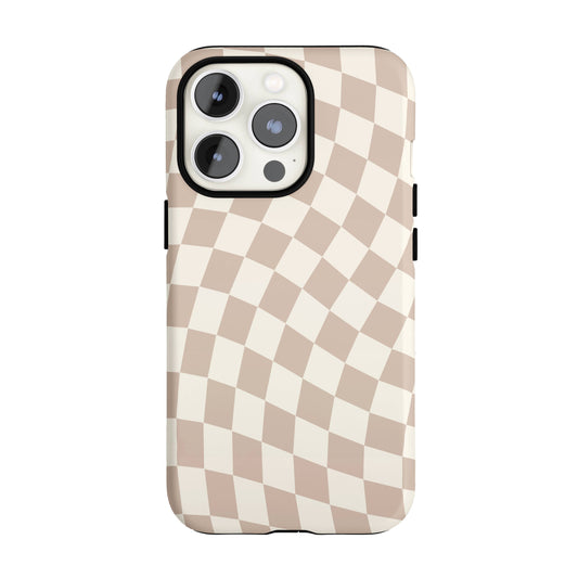 Neutral Wavy Checkered iPhone Case