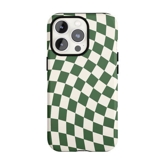 Green Wavy Checkered iPhone Case