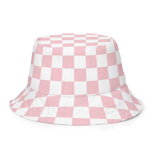 Pink/Black Checkered Reversible bucket hat