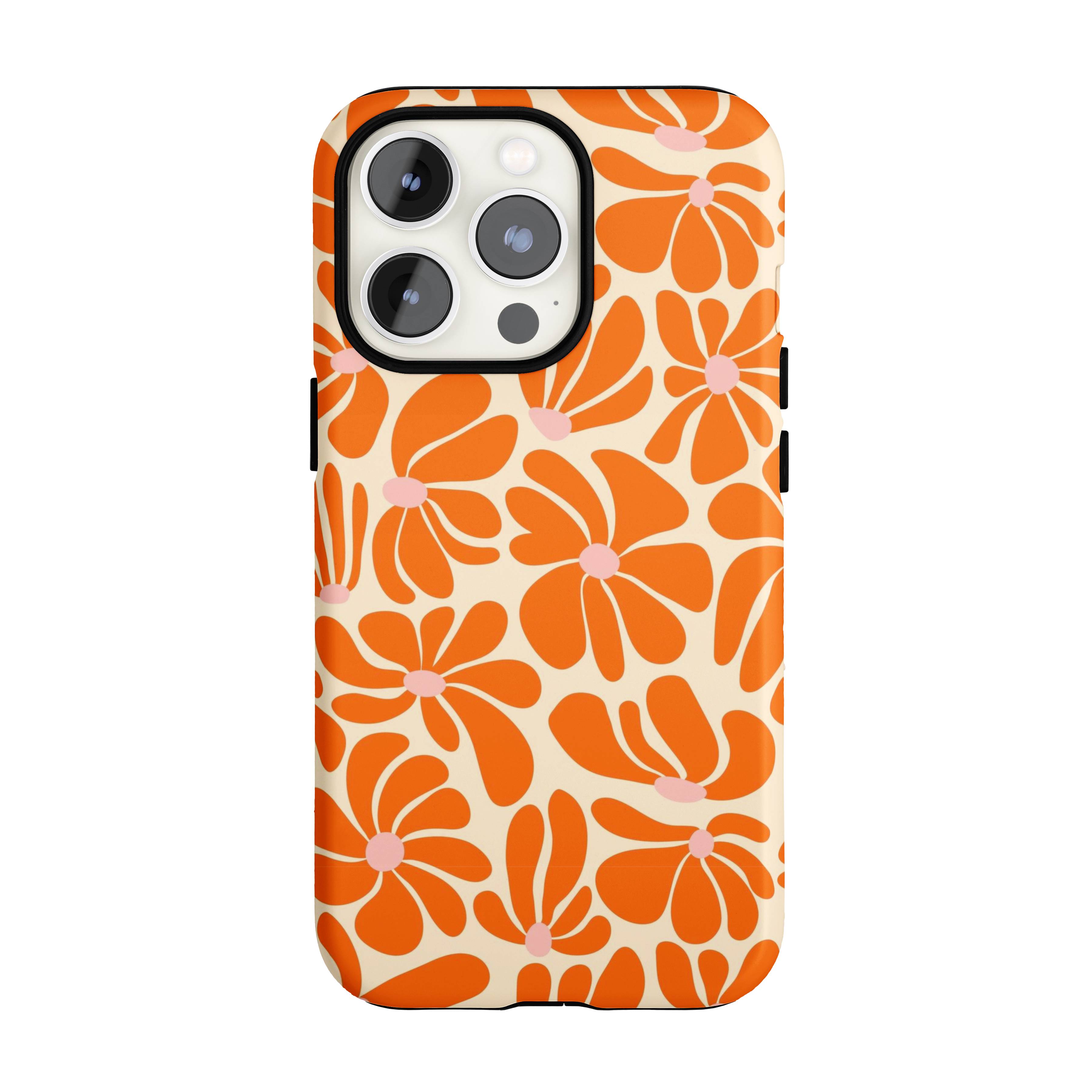 Orange Vintage Flowers iPhone Case