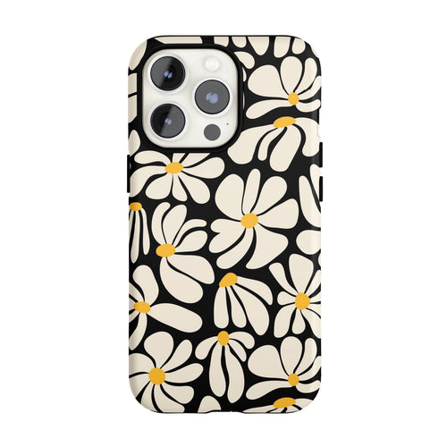 Black Retro Flowers iPhone Case