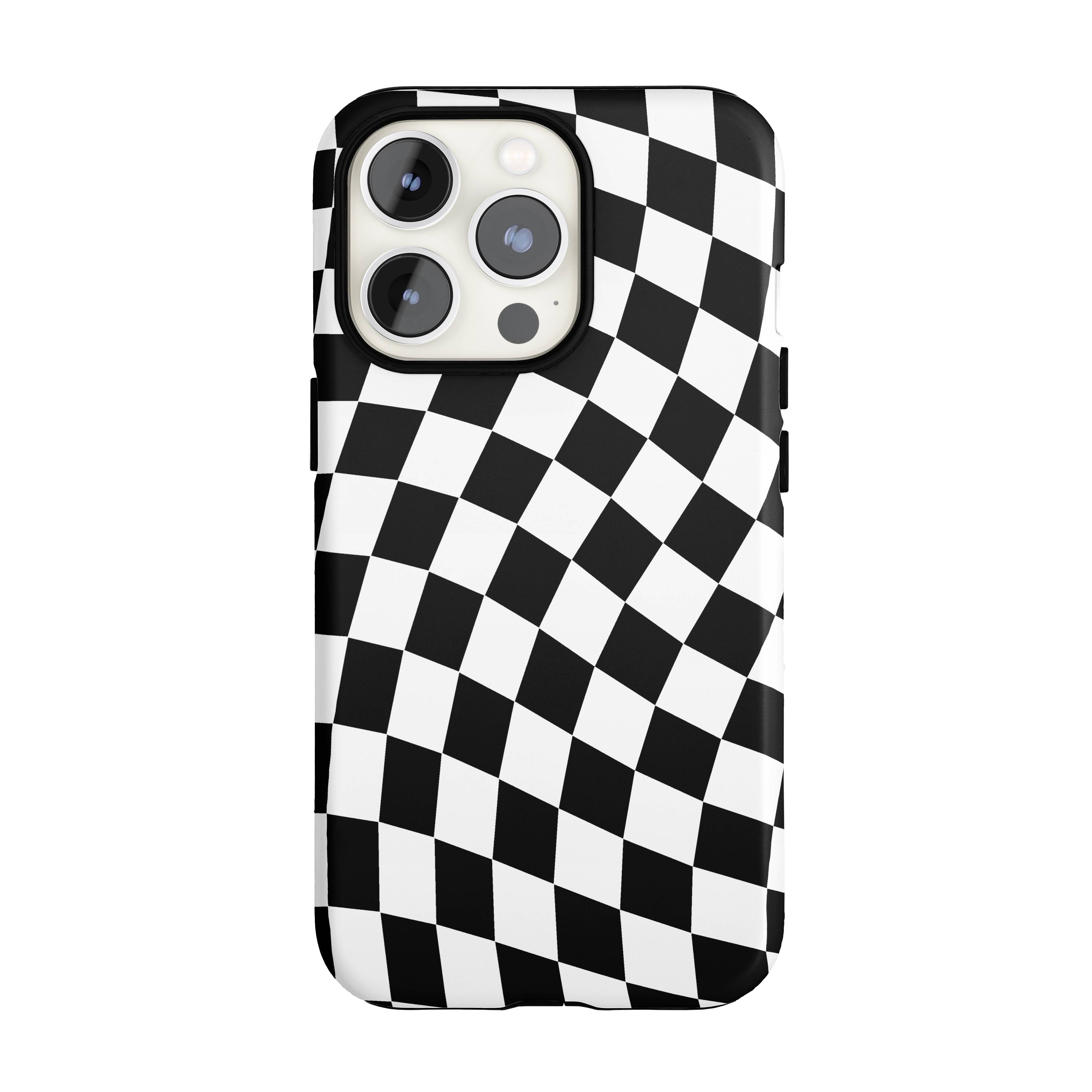 Black Wavy Checkered iPhone Case