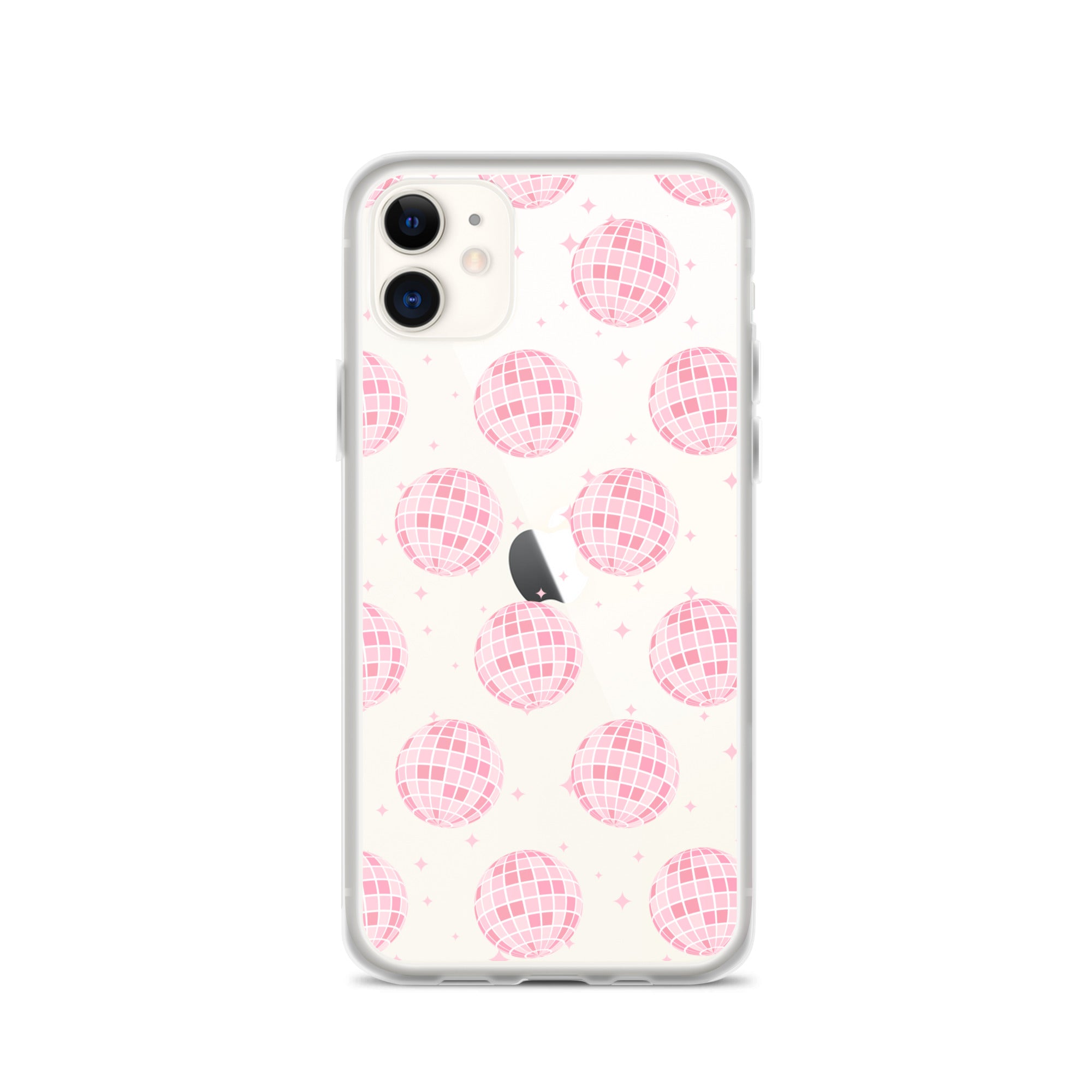 Light Pink Disco Balls Clear iPhone Case