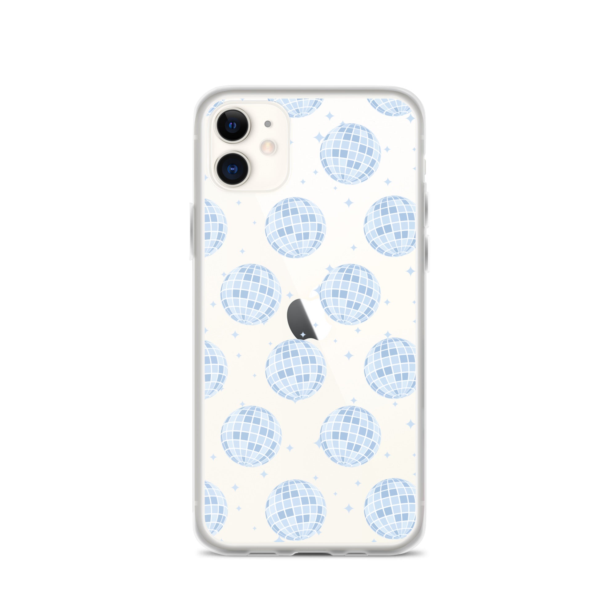 Light Blue Disco Balls Clear iPhone Case