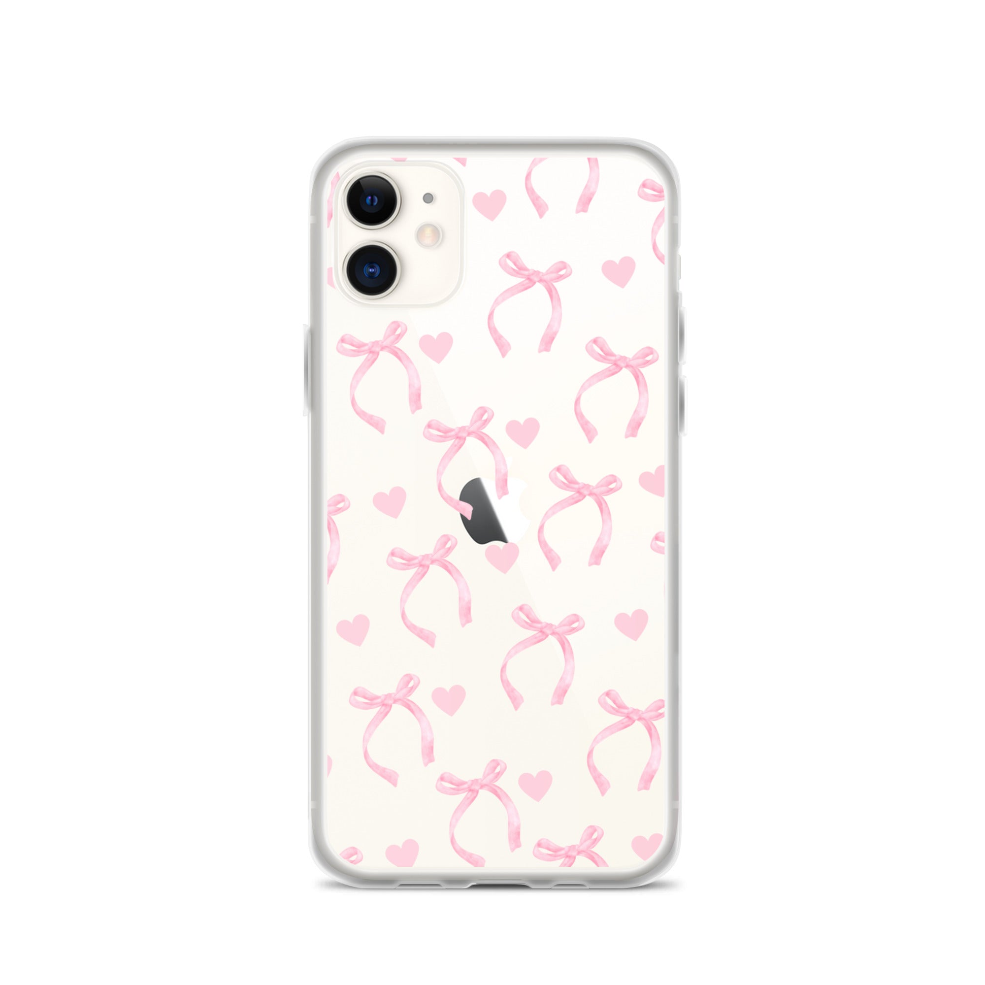 Pink Bows & Hearts Clear iPhone Case