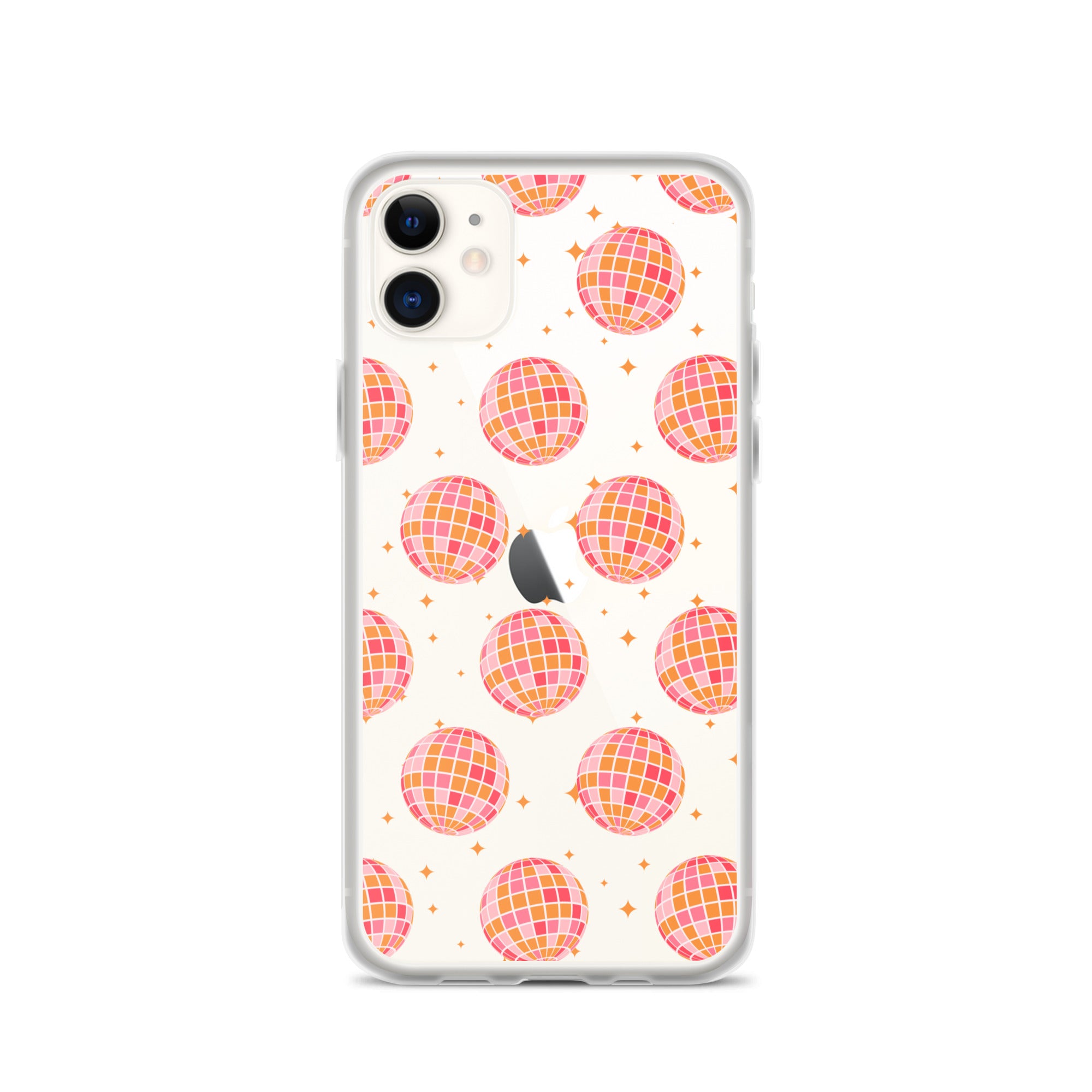 Pink & Orange Disco Balls Clear iPhone Case