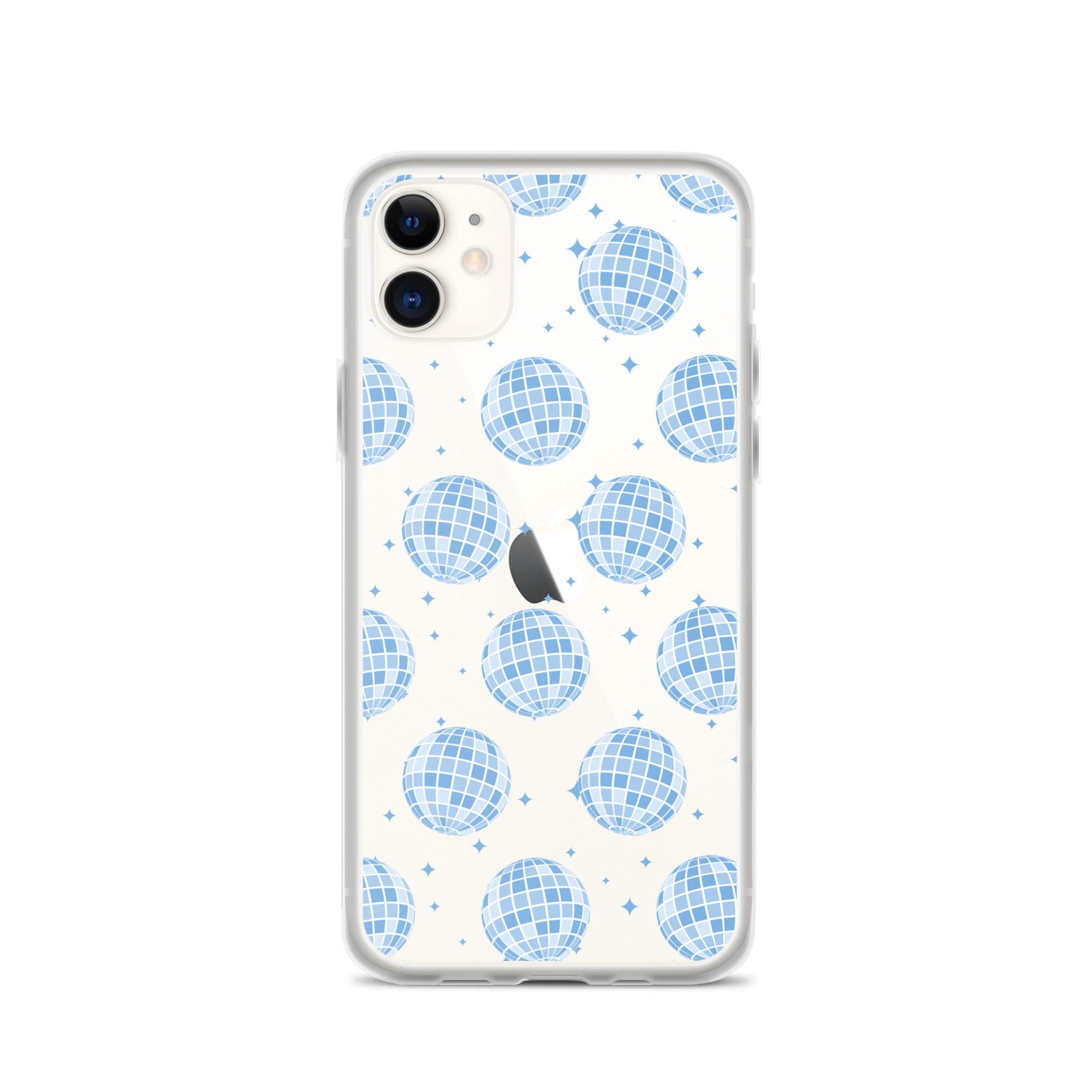Blue Disco Balls Clear iPhone Case