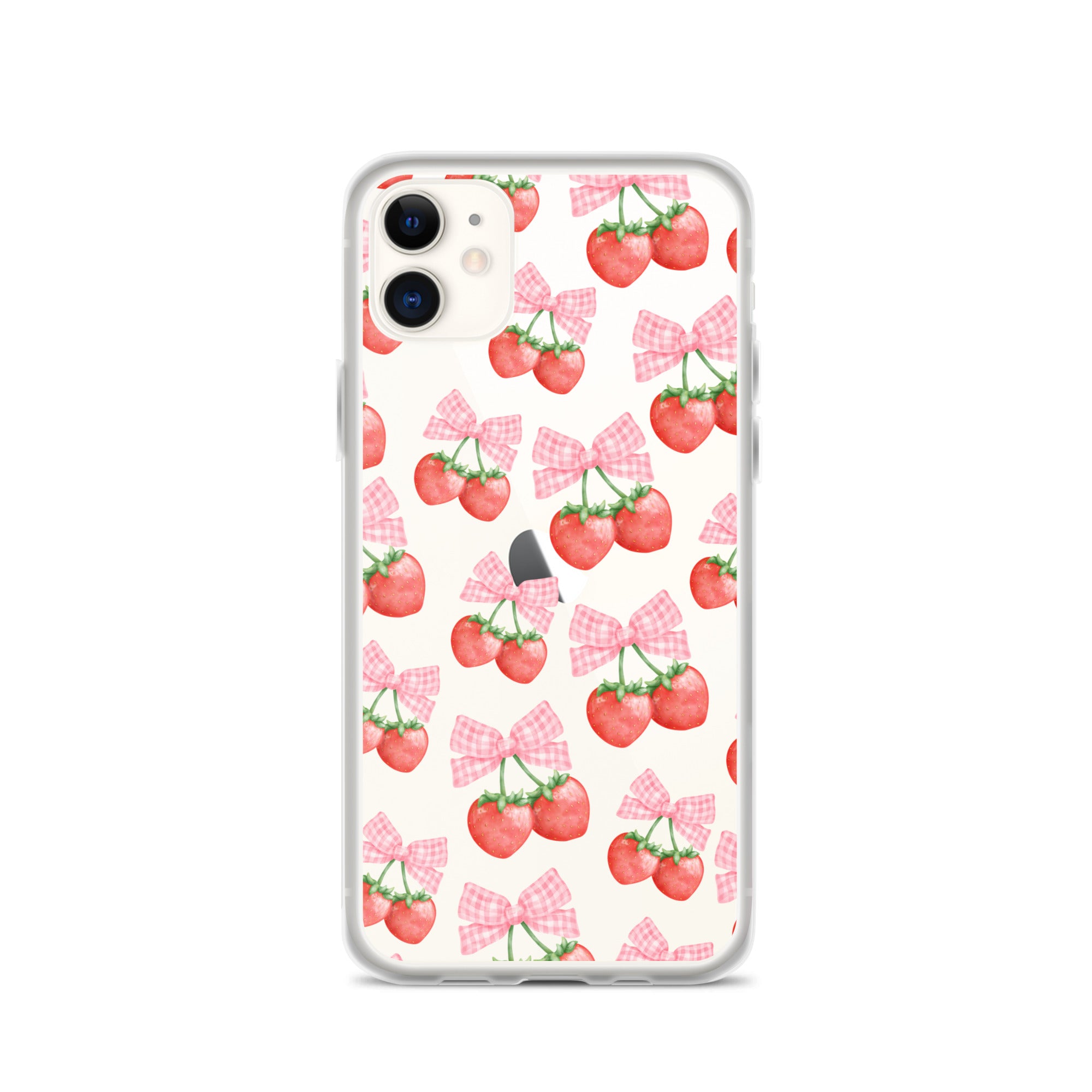 Strawberry Bows Clear iPhone Case