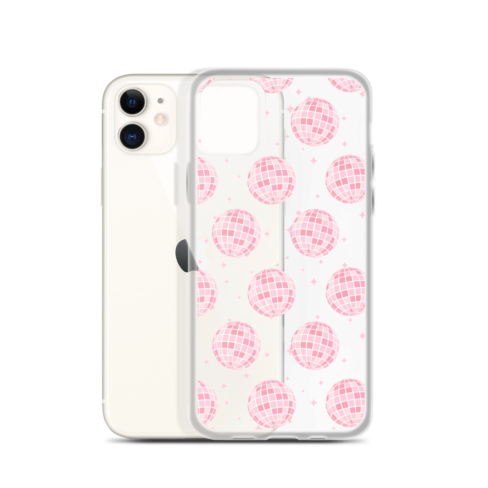 Light Pink Disco Balls Clear iPhone Case