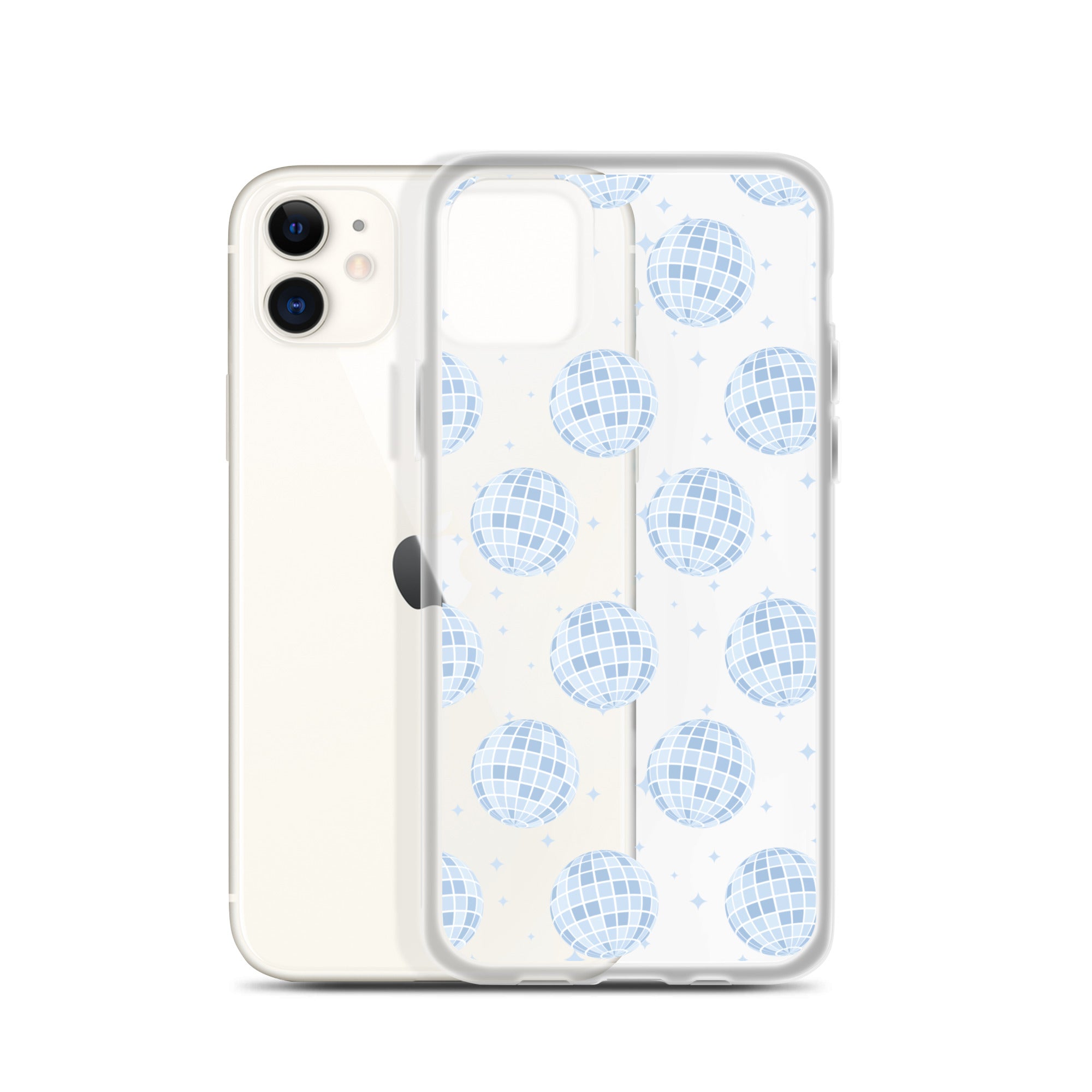 Light Blue Disco Balls Clear iPhone Case