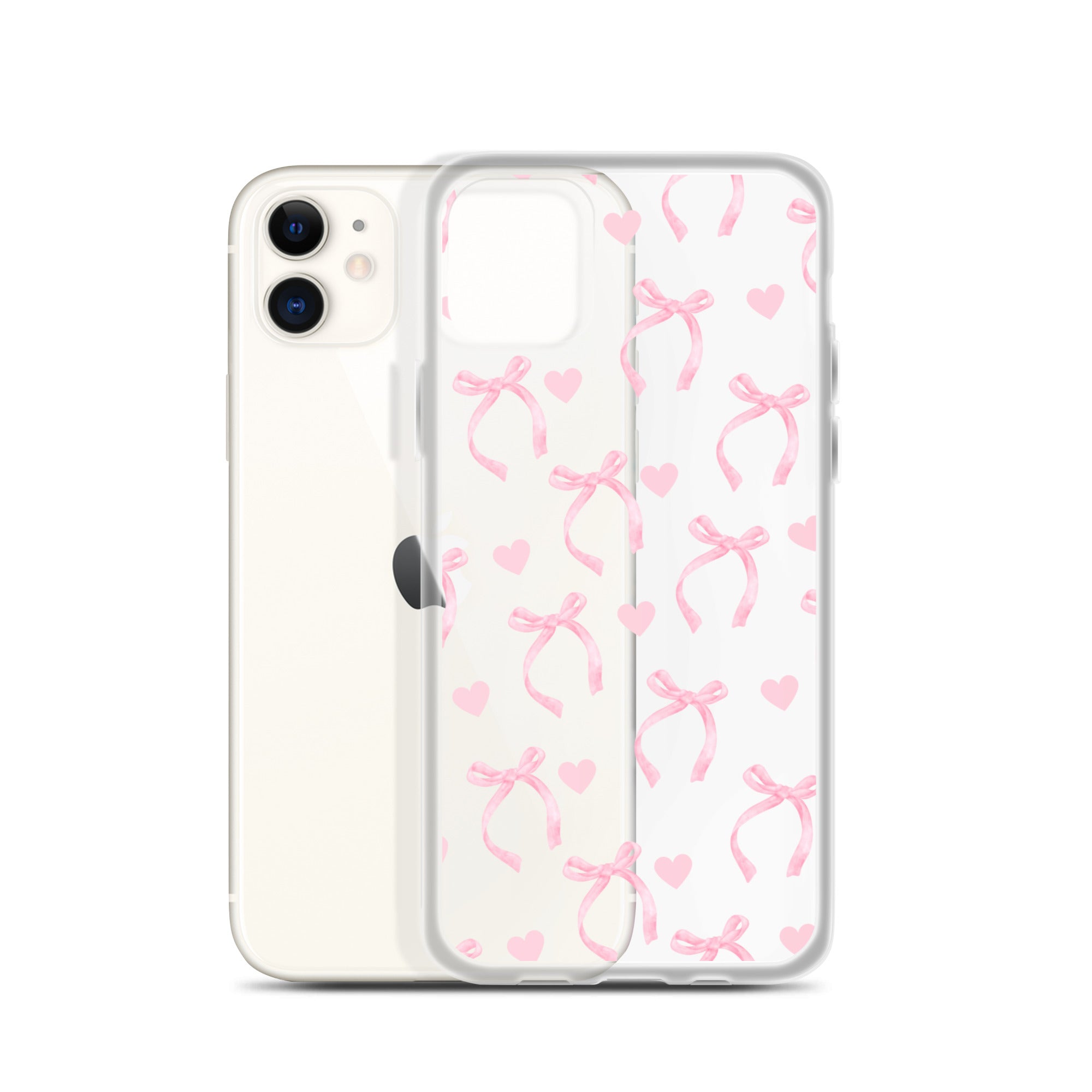 Pink Bows & Hearts Clear iPhone Case