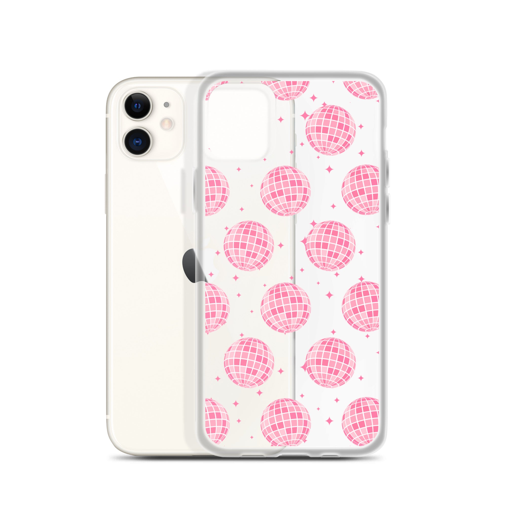 Pink Disco Balls Clear iPhone Case