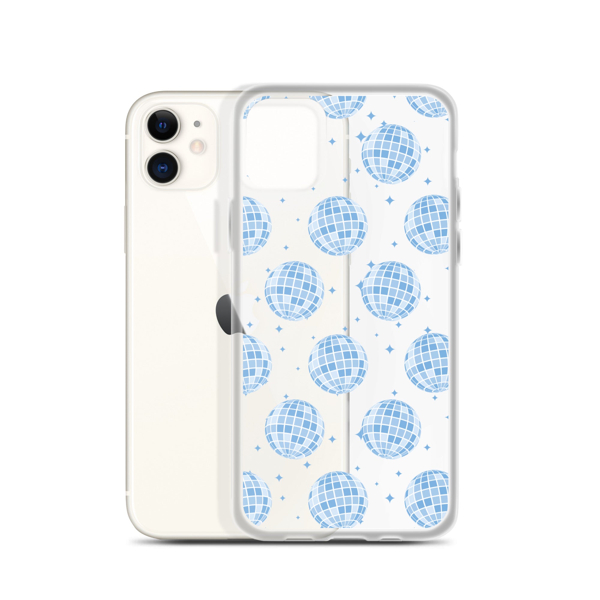 Blue Disco Balls Clear iPhone Case