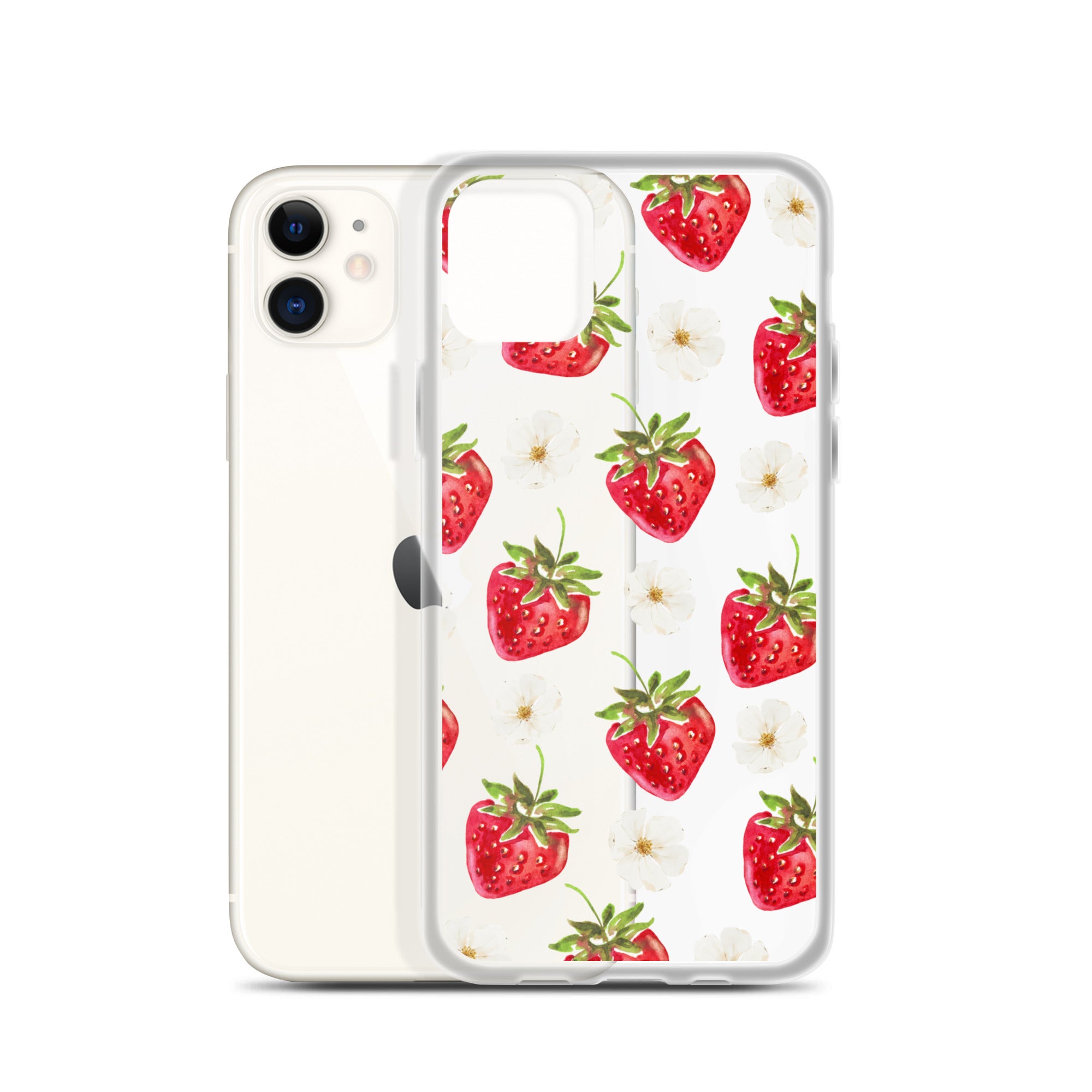 Strawberry Bloom Clear iPhone Case