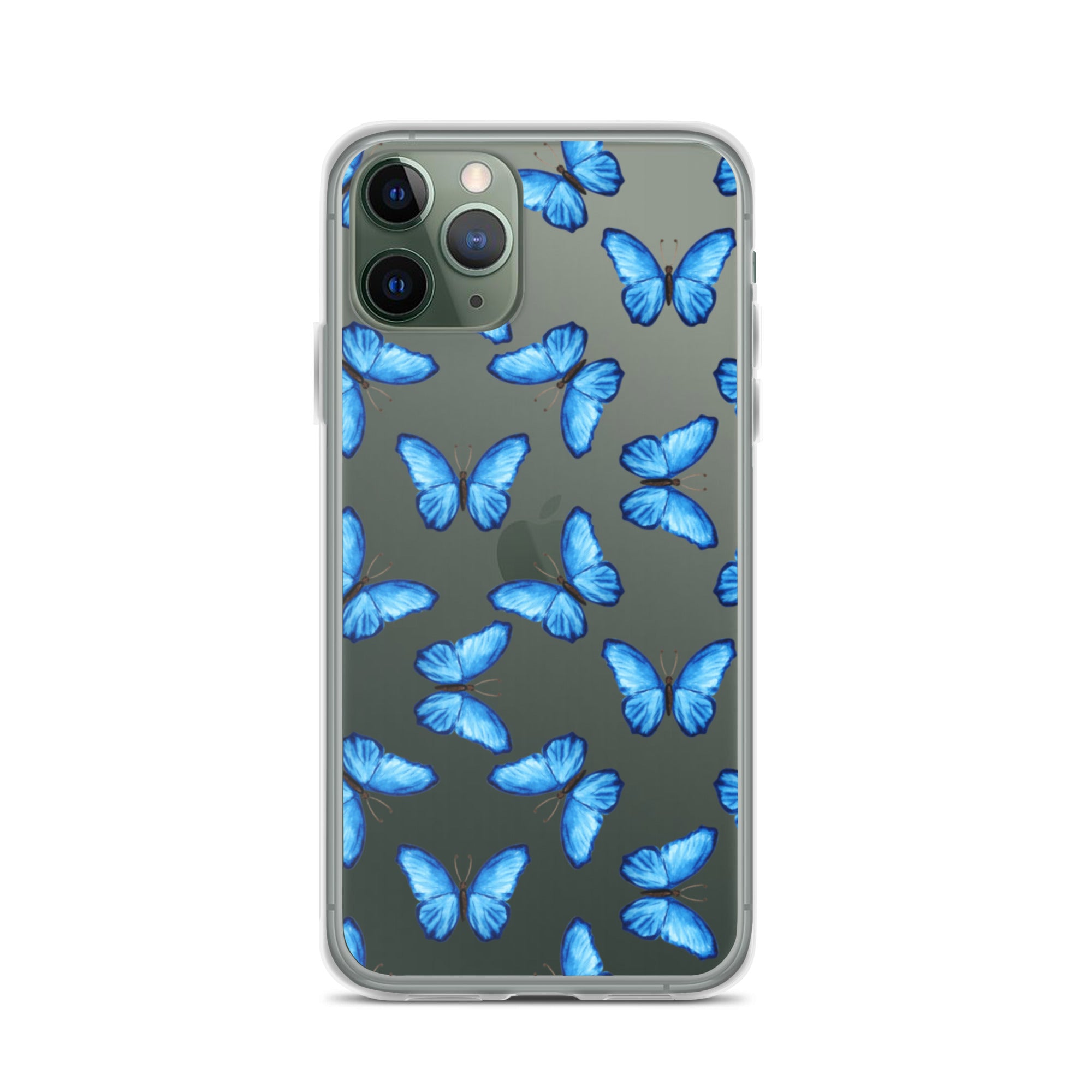 Blue Butterfly Clear iPhone Case iPhone 11 Pro