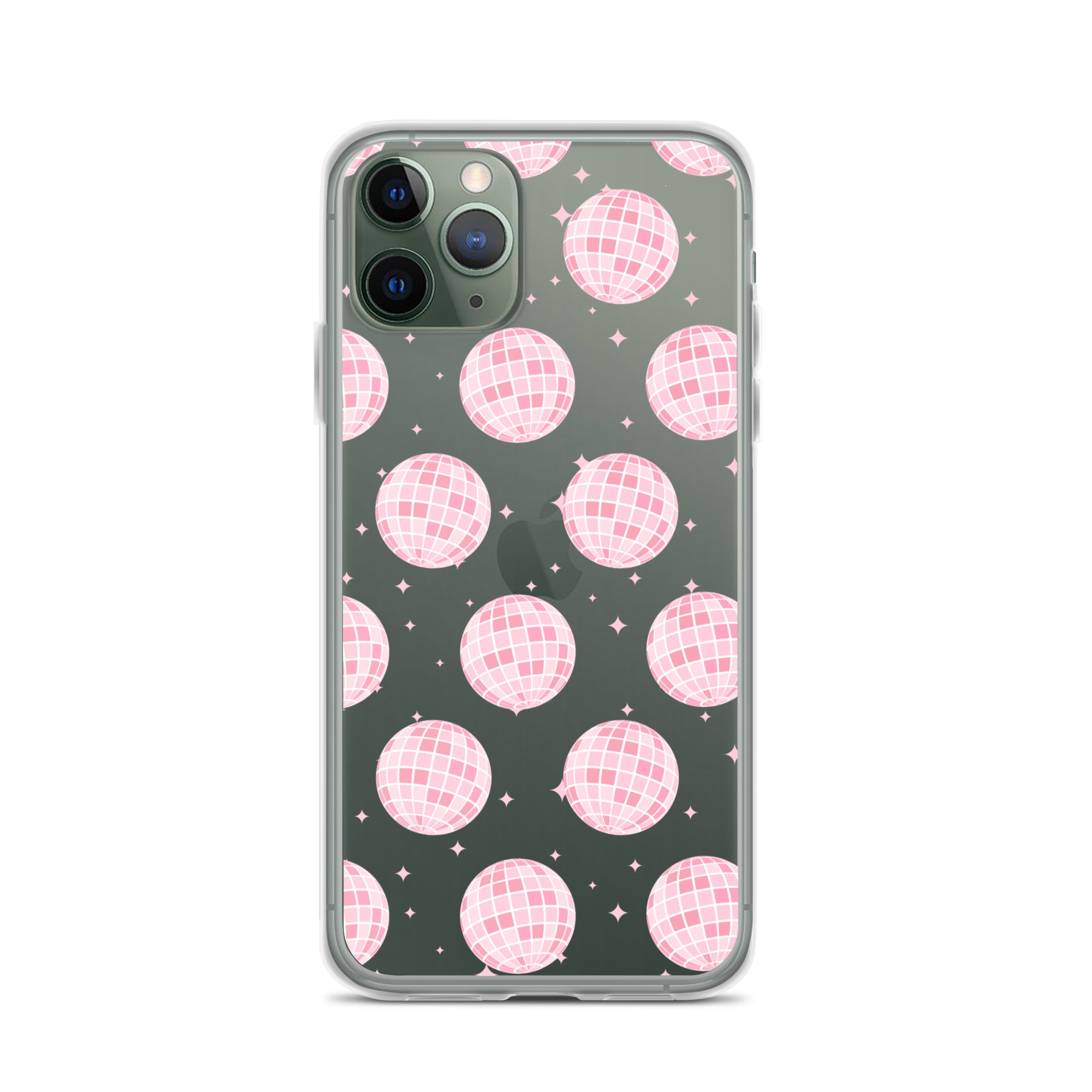 Light Pink Disco Balls Clear iPhone Case