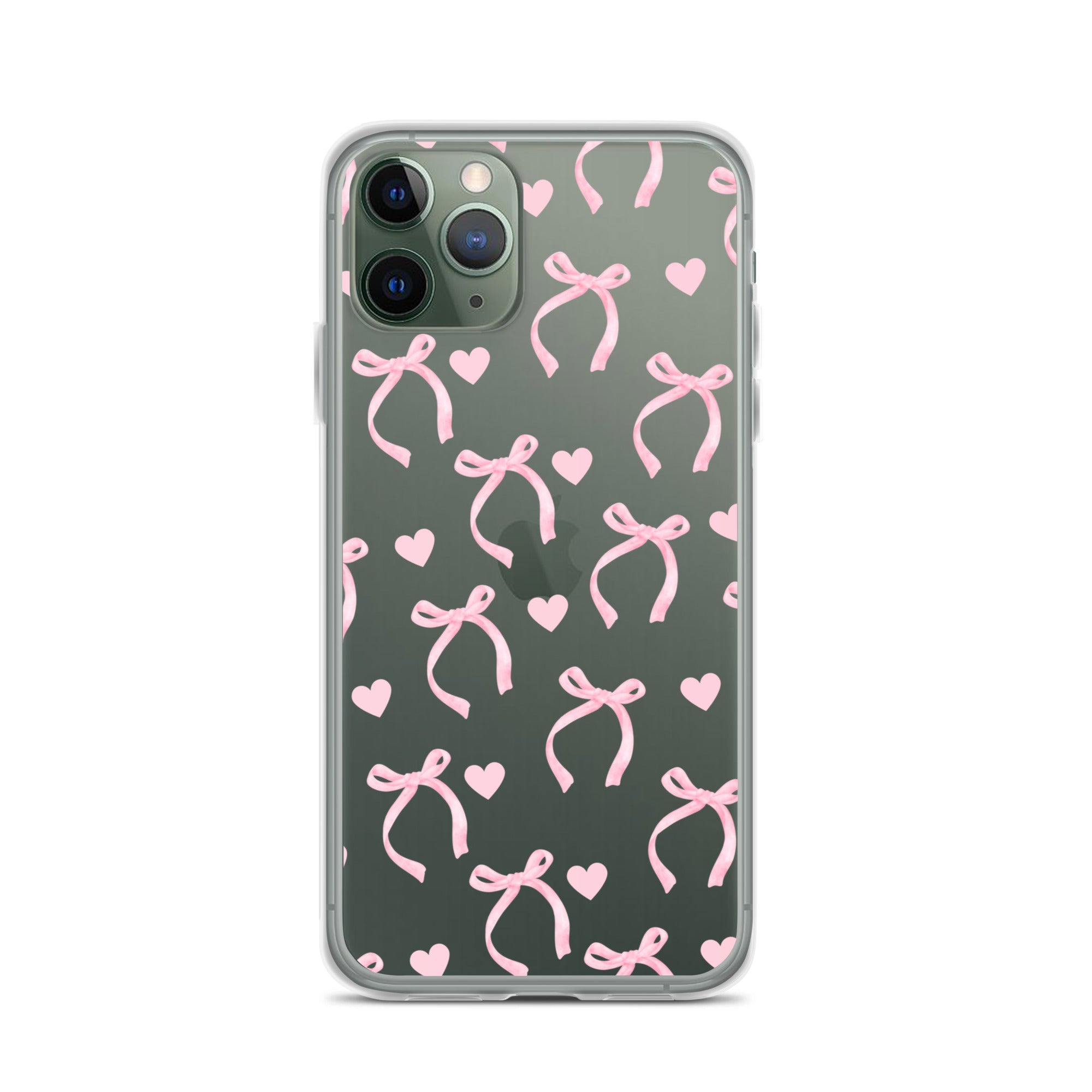Pink Bows & Hearts Clear iPhone Case