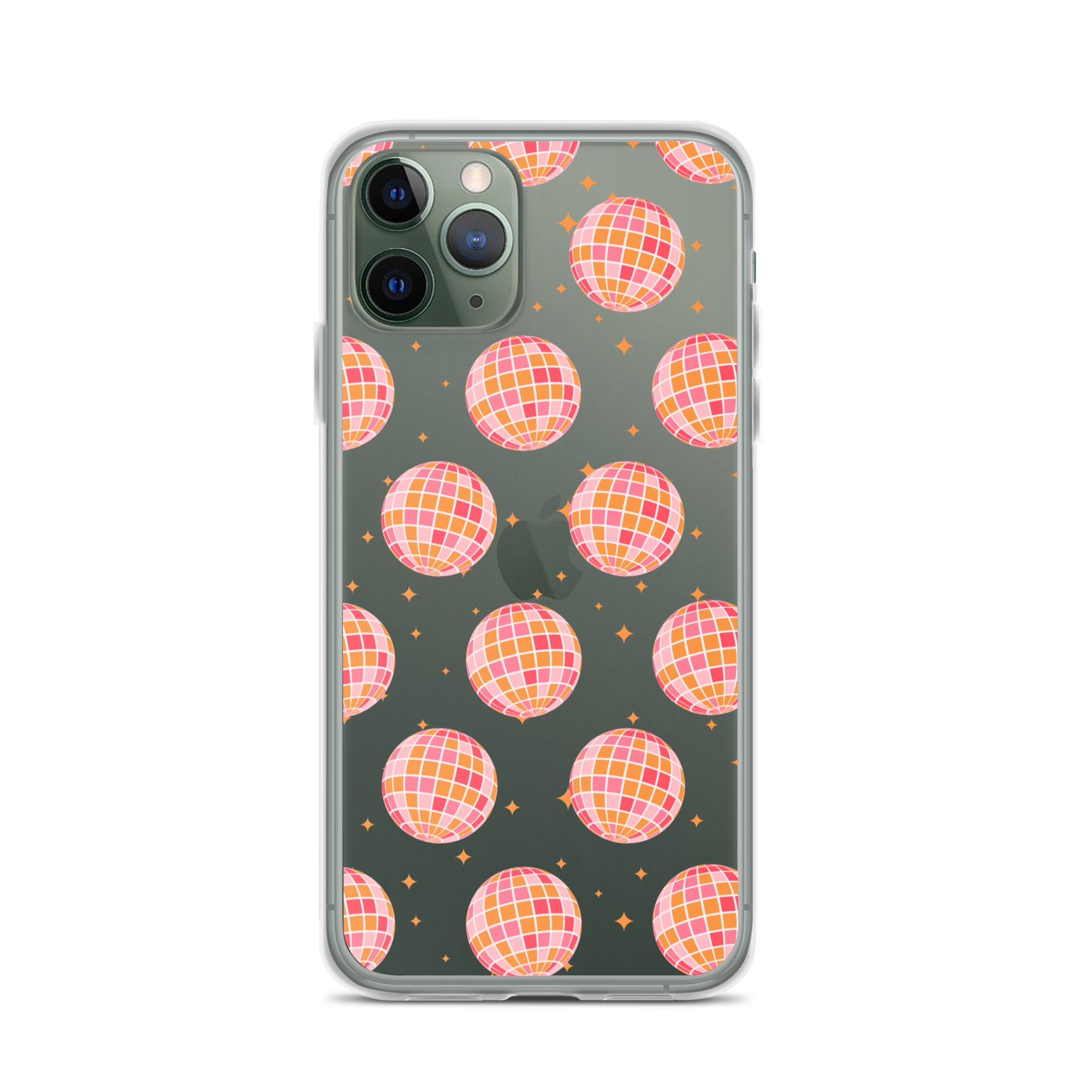Pink & Orange Disco Balls Clear iPhone Case