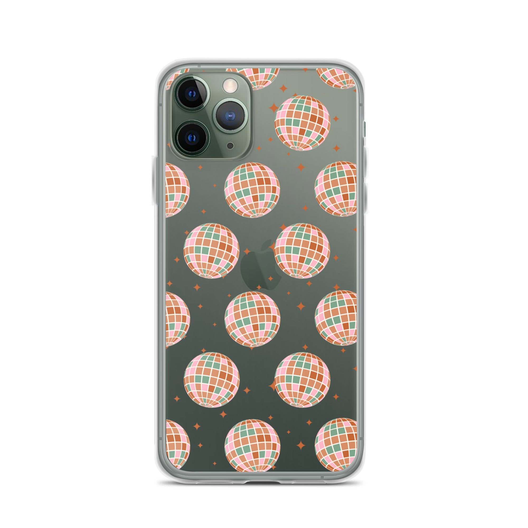 Brown Boho Disco Balls Clear iPhone Case