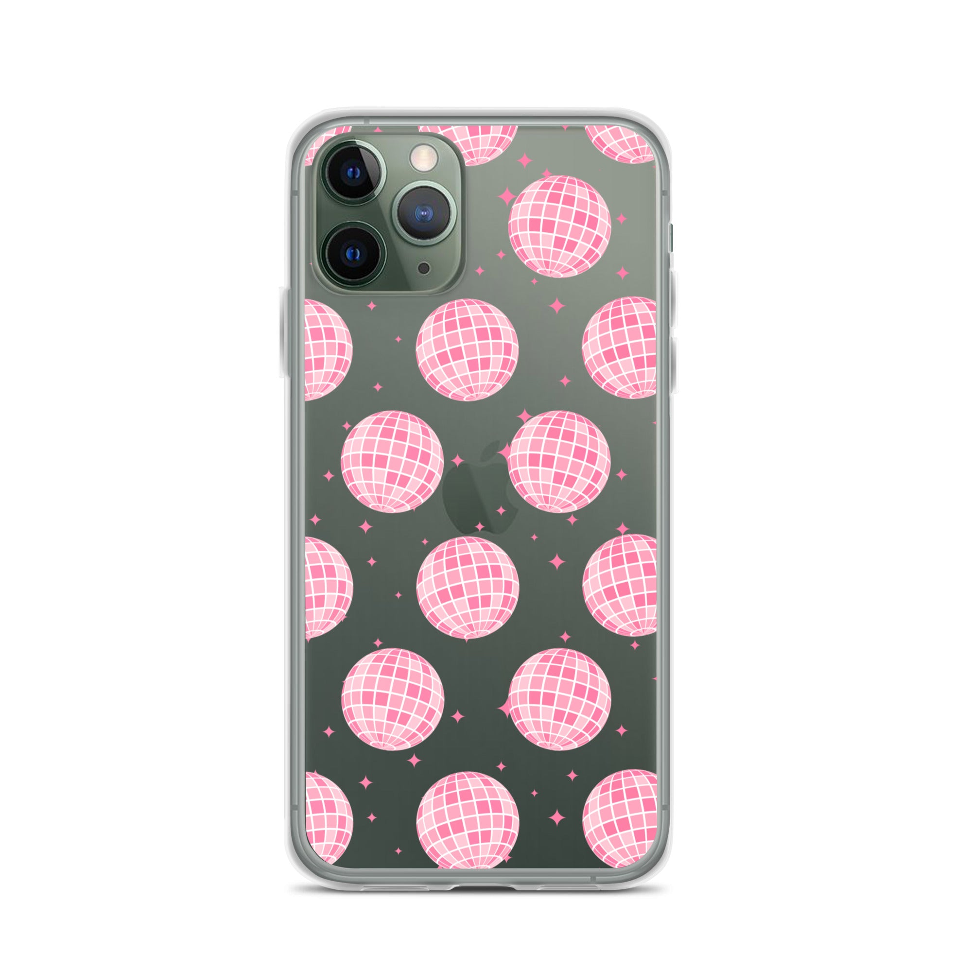 Pink Disco Balls Clear iPhone Case