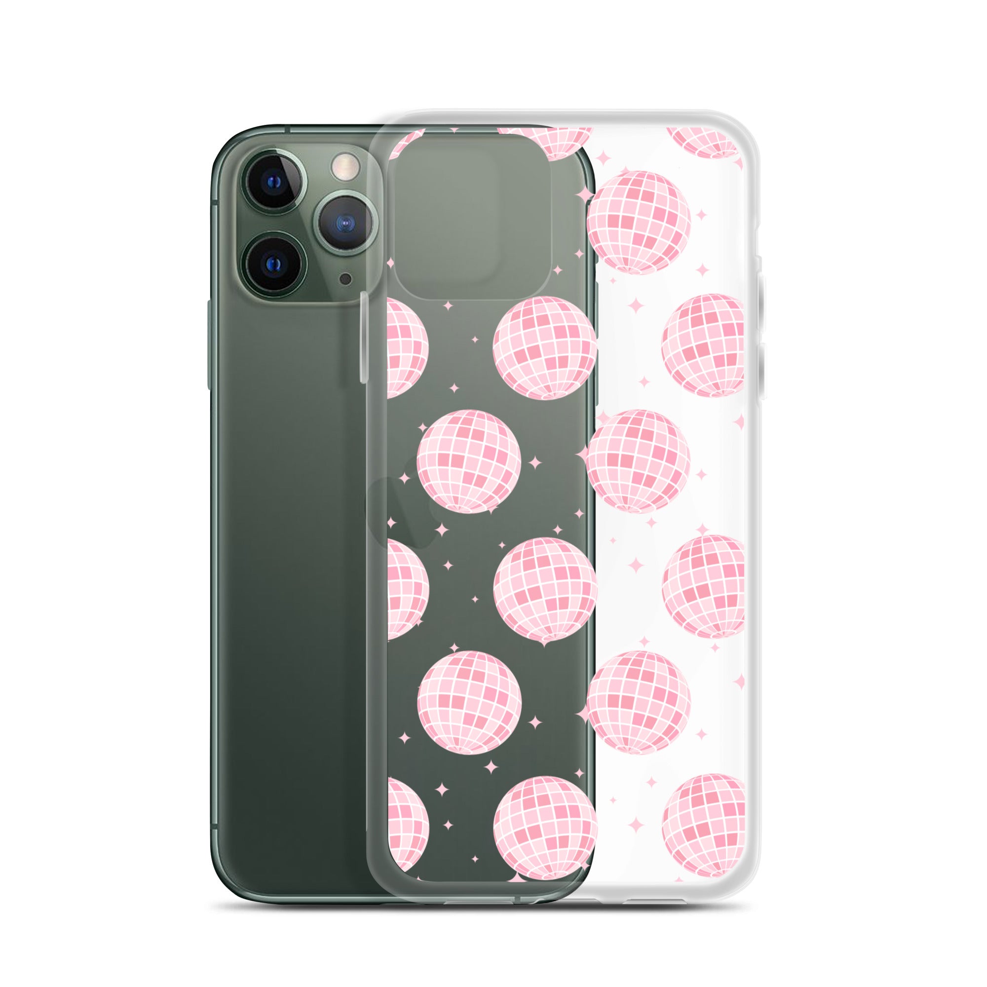 Light Pink Disco Balls Clear iPhone Case