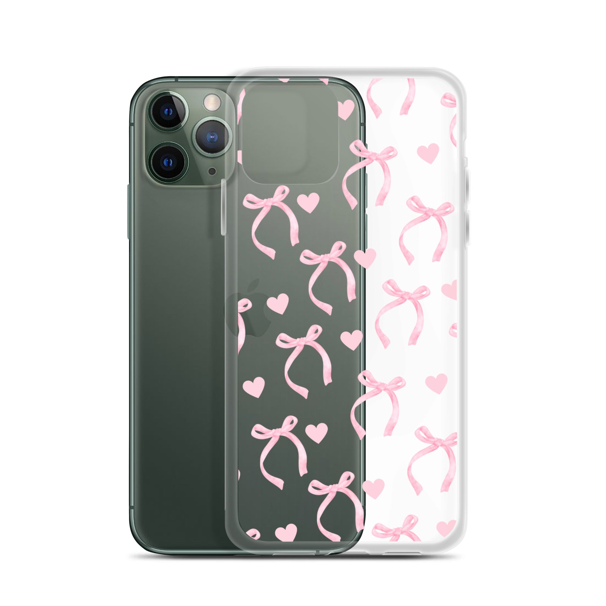 Pink Bows & Hearts Clear iPhone Case