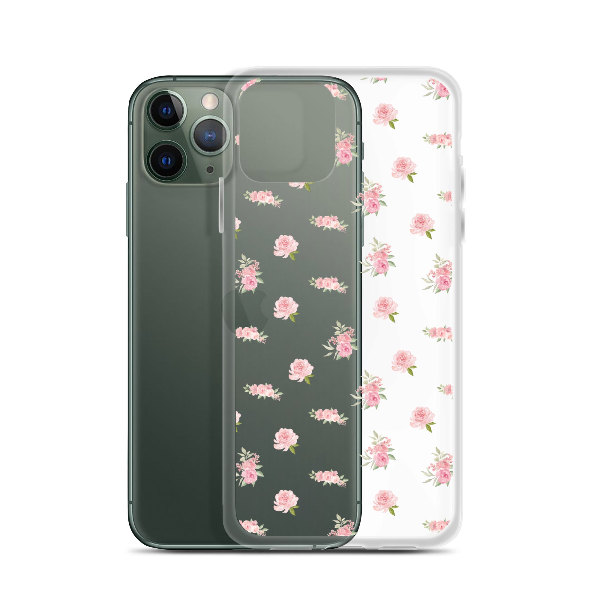 Pink Vintage Roses Clear iPhone Case