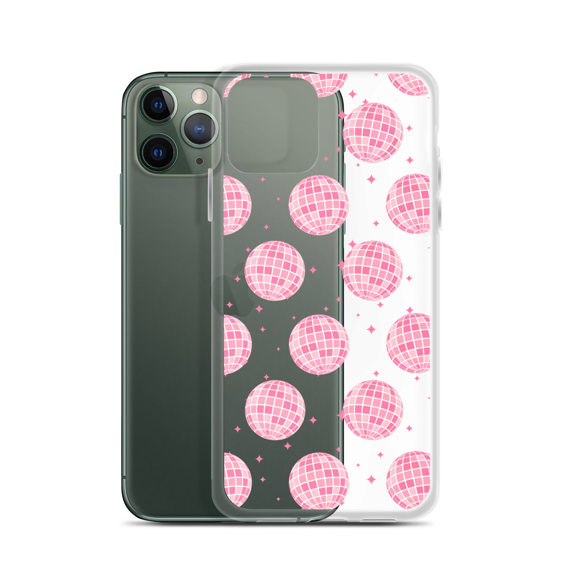 Pink Disco Balls Clear iPhone Case