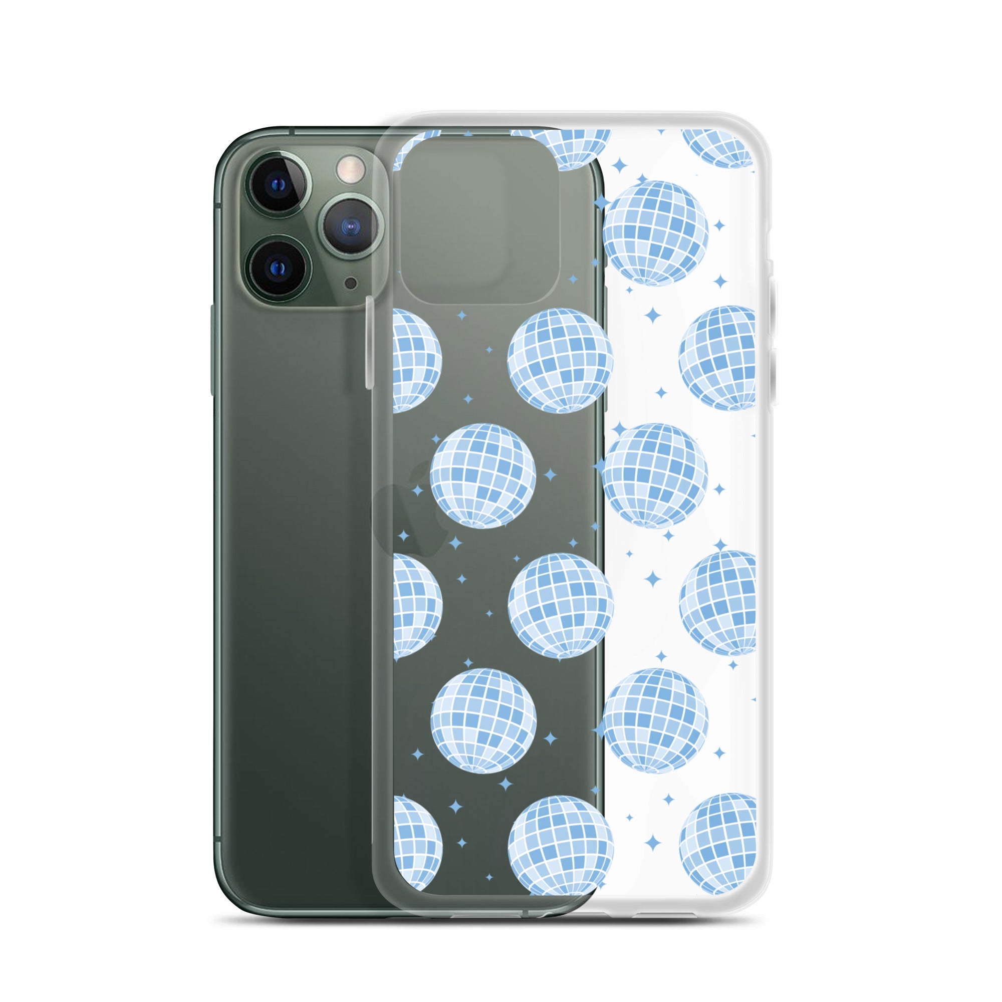 Blue Disco Balls Clear iPhone Case
