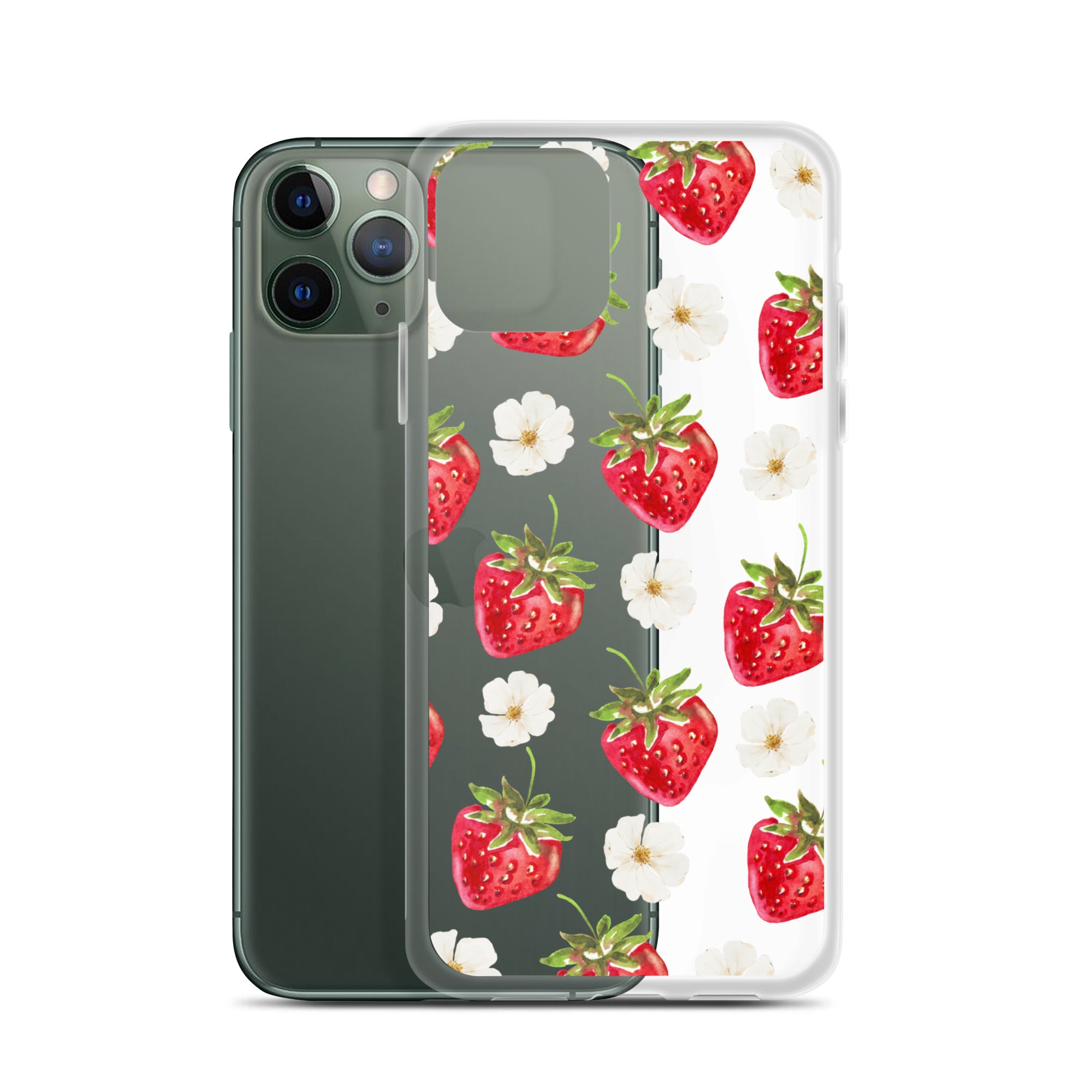 Strawberry Bloom Clear iPhone Case