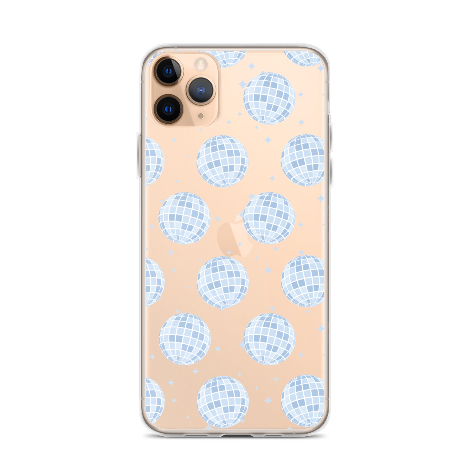 Light Blue Disco Balls Clear iPhone Case