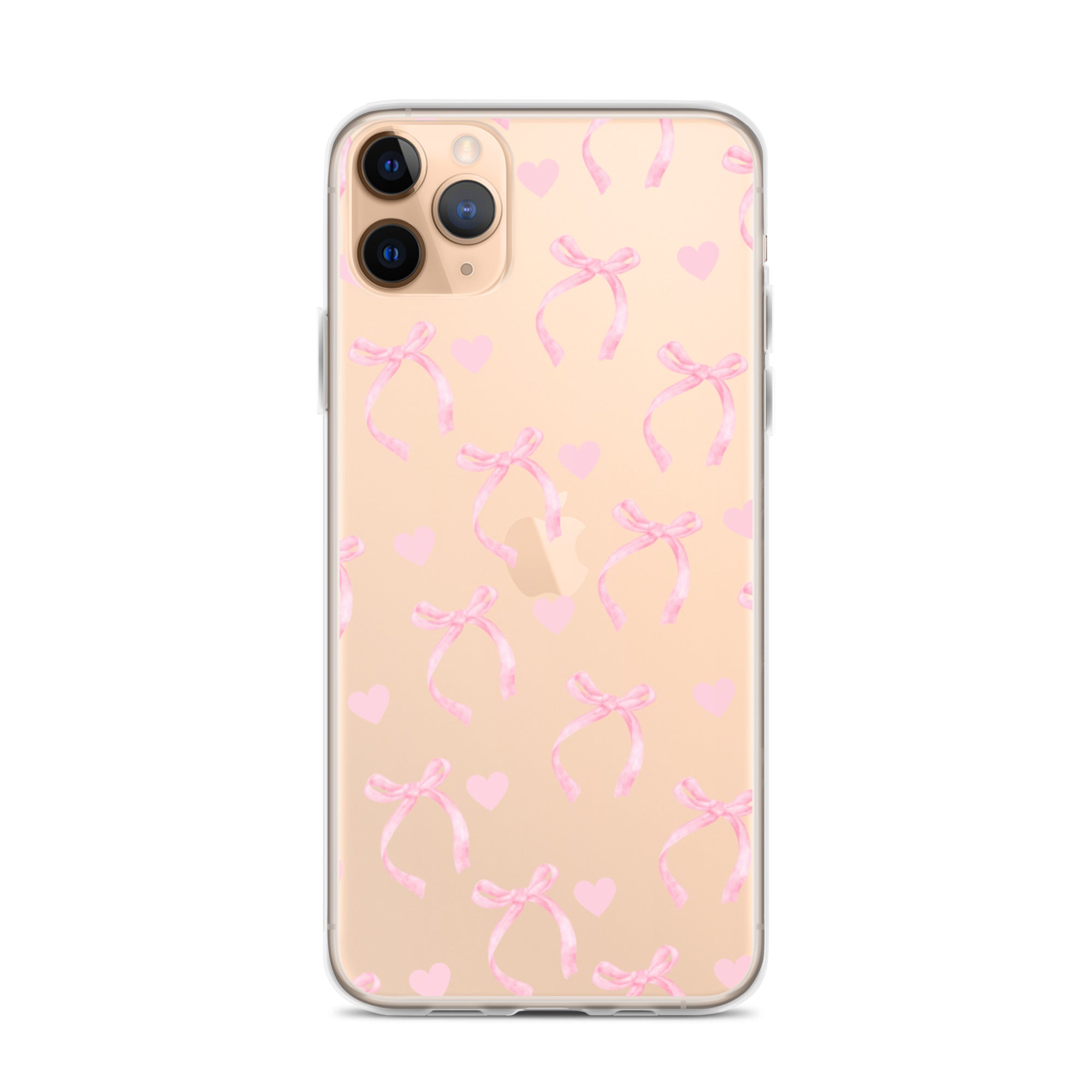 Pink Bows & Hearts Clear iPhone Case