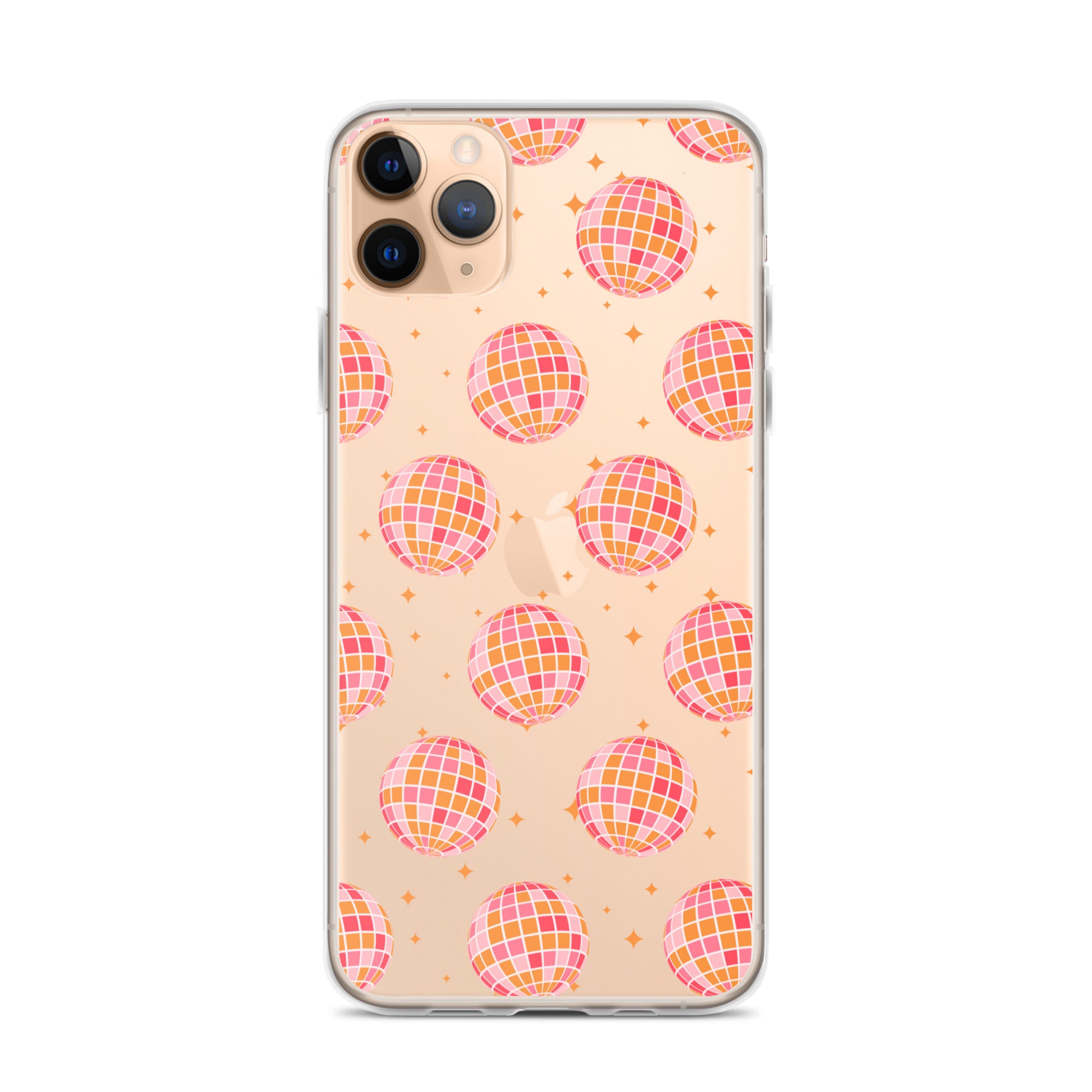Pink & Orange Disco Balls Clear iPhone Case