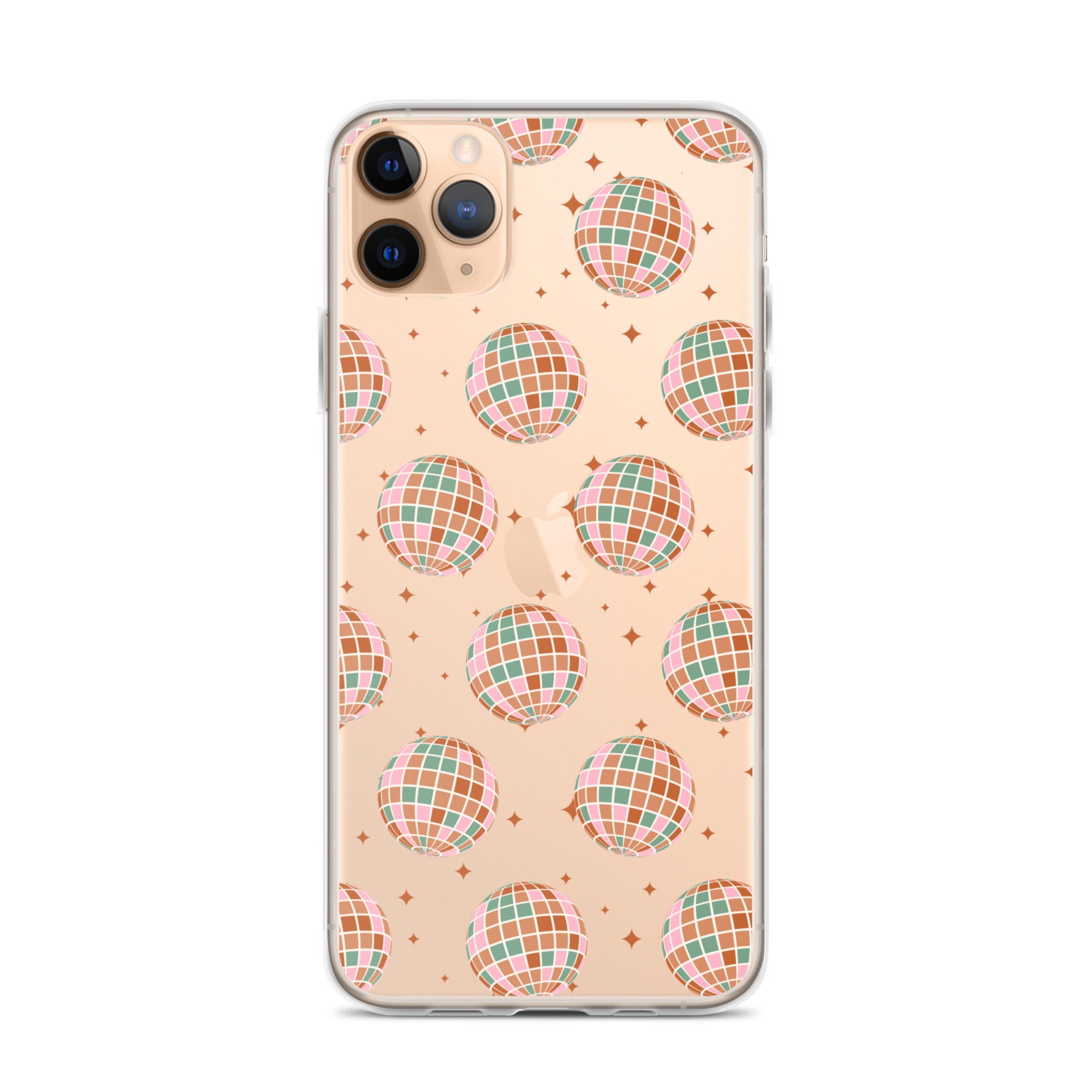 Brown Boho Disco Balls Clear iPhone Case