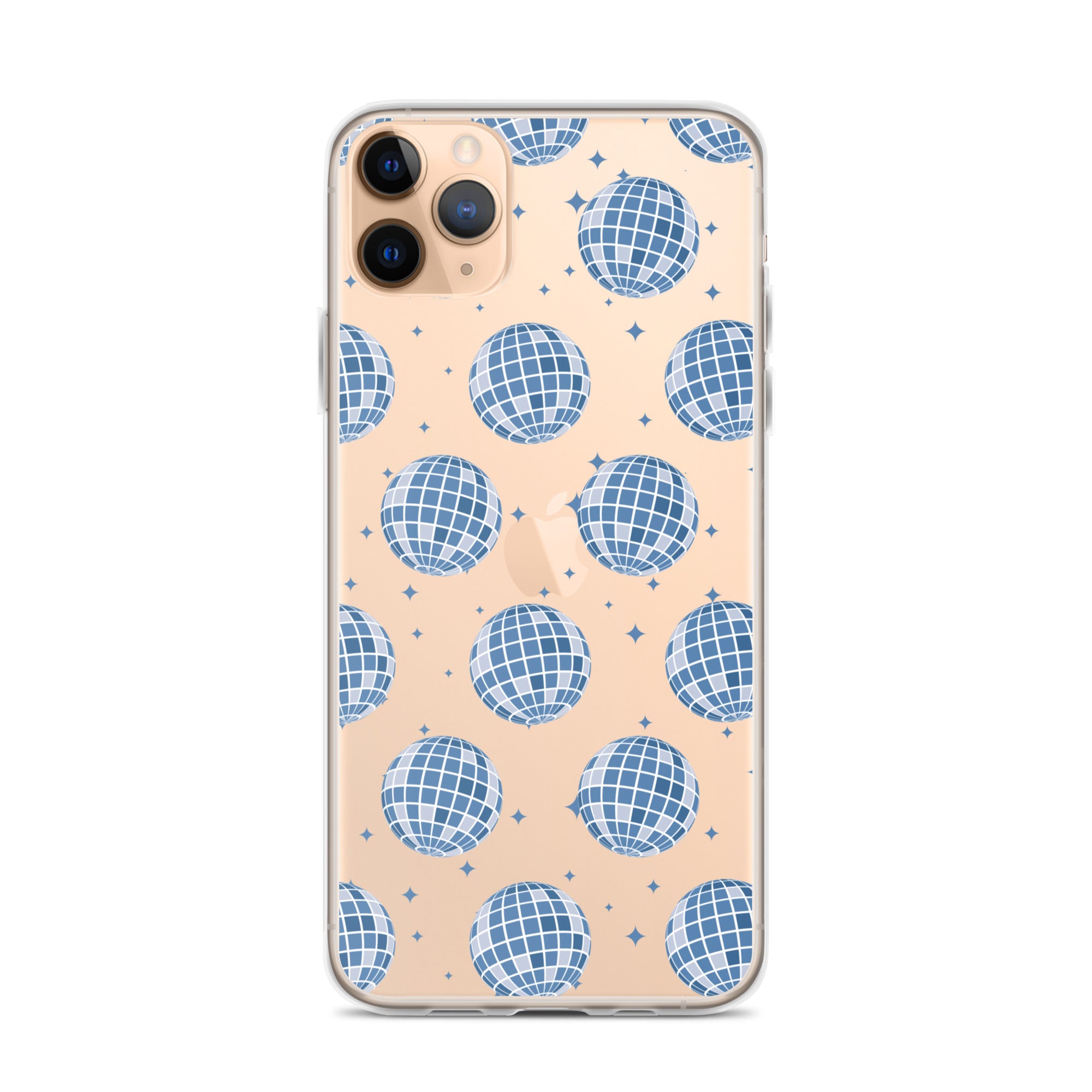 Dark Blue Disco Balls Clear iPhone Case
