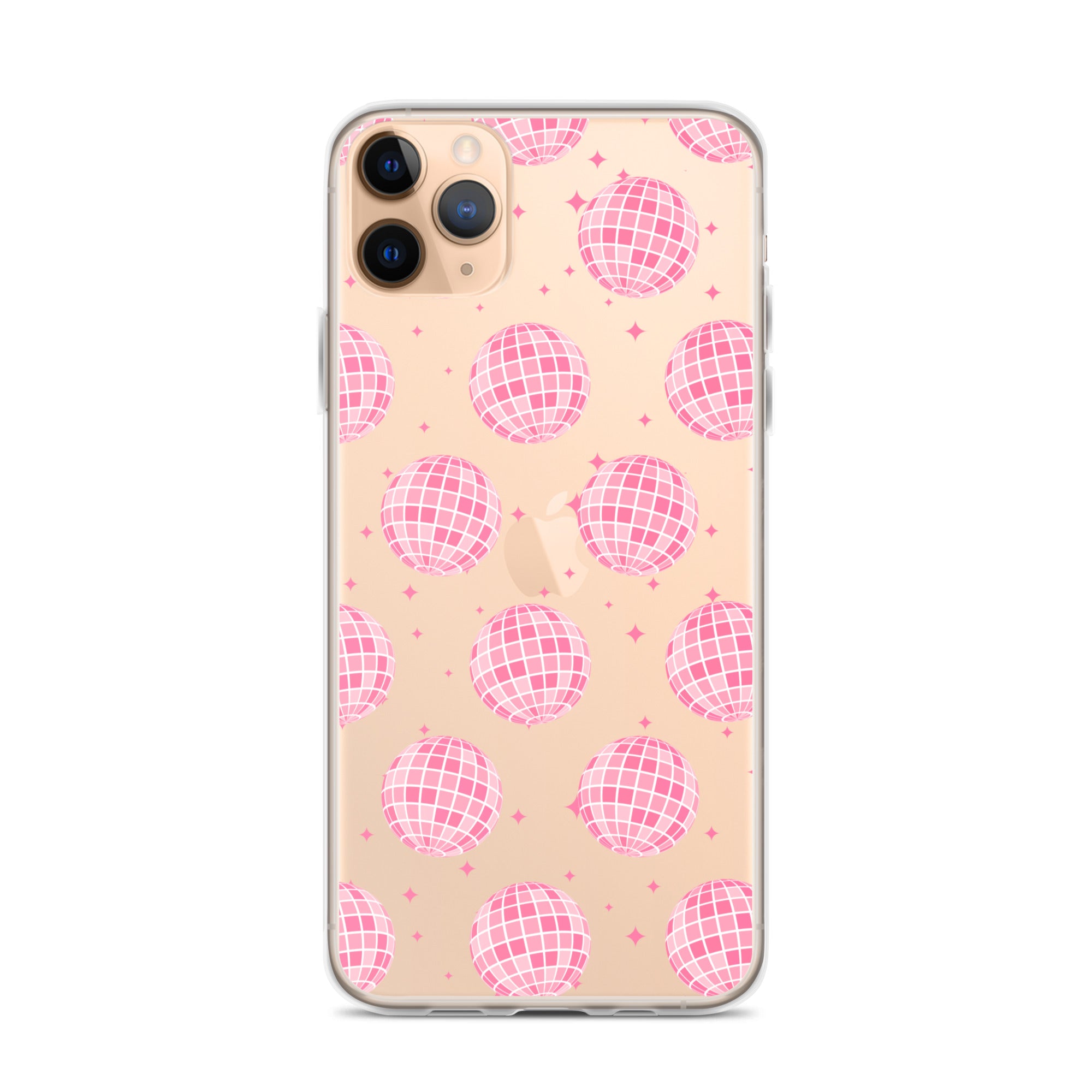 Pink Disco Balls Clear iPhone Case