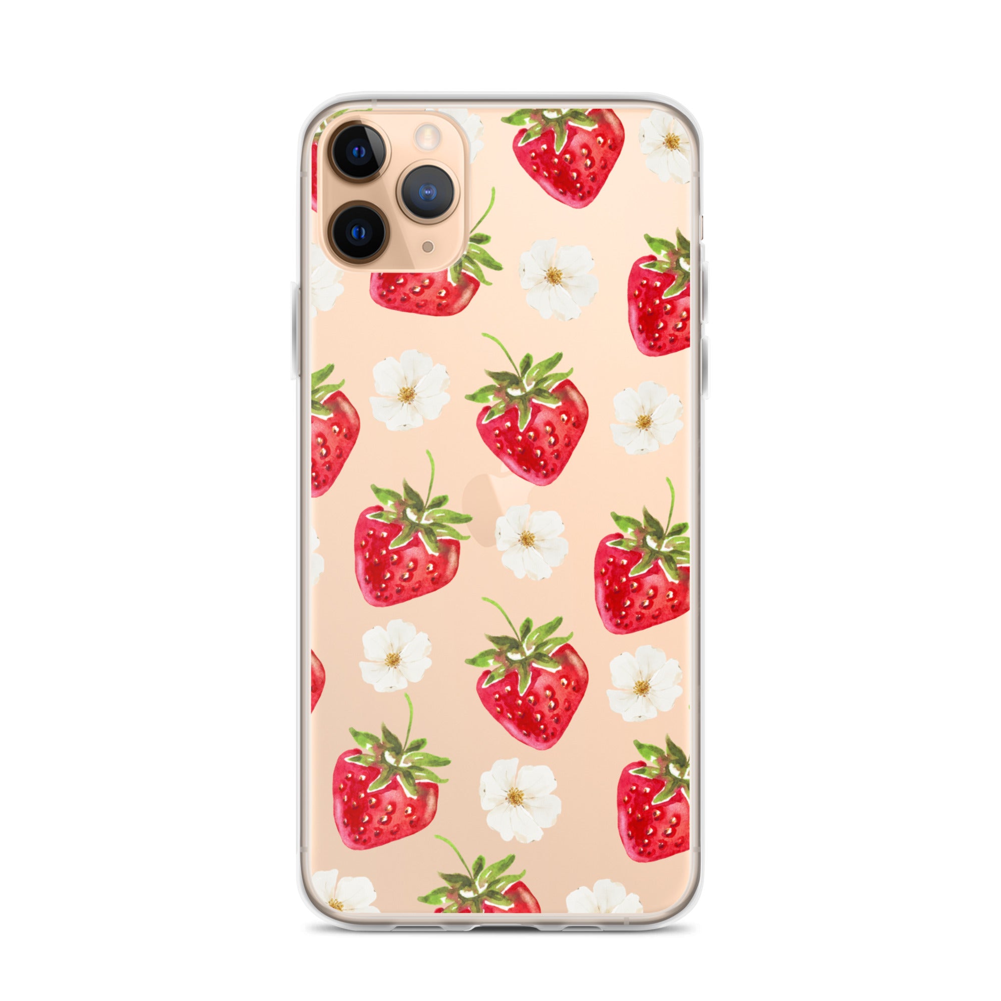 Strawberry Bloom Clear iPhone Case