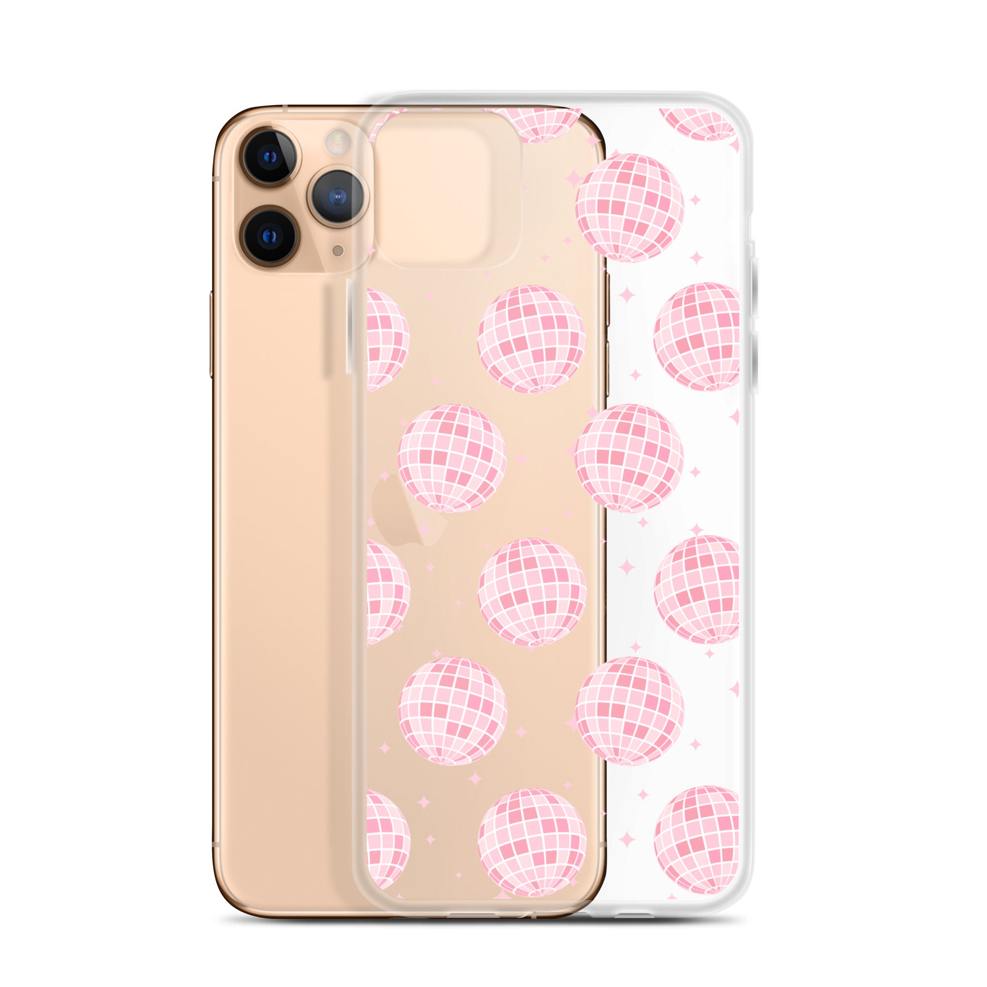 Light Pink Disco Balls Clear iPhone Case