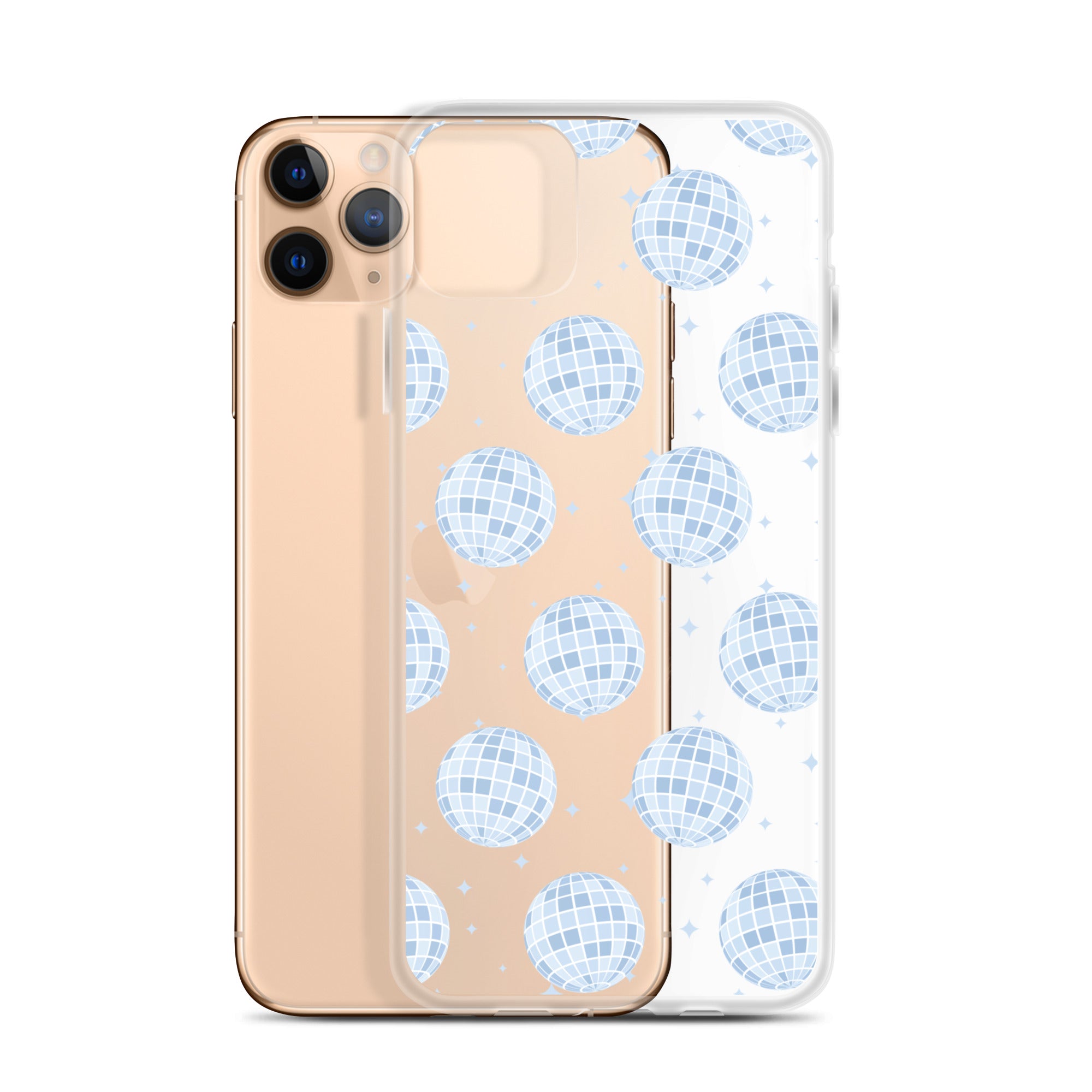 Light Blue Disco Balls Clear iPhone Case