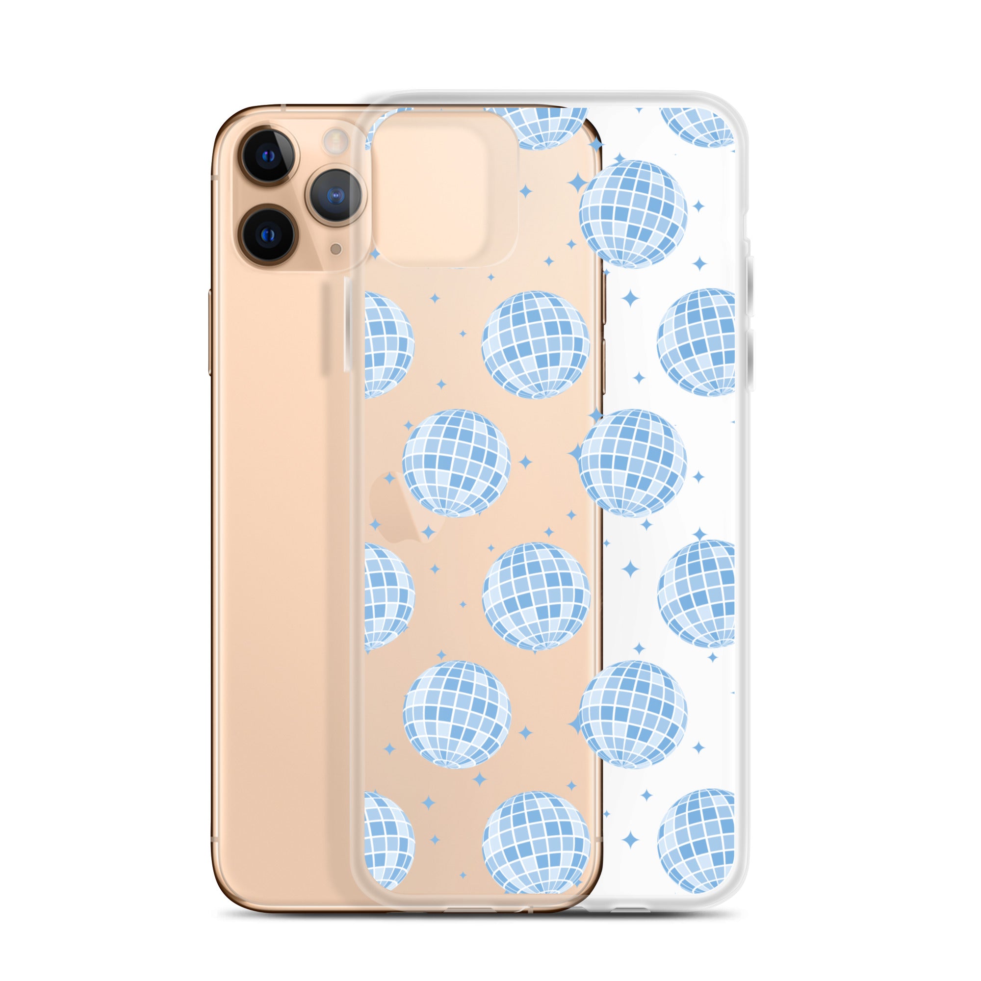Blue Disco Balls Clear iPhone Case