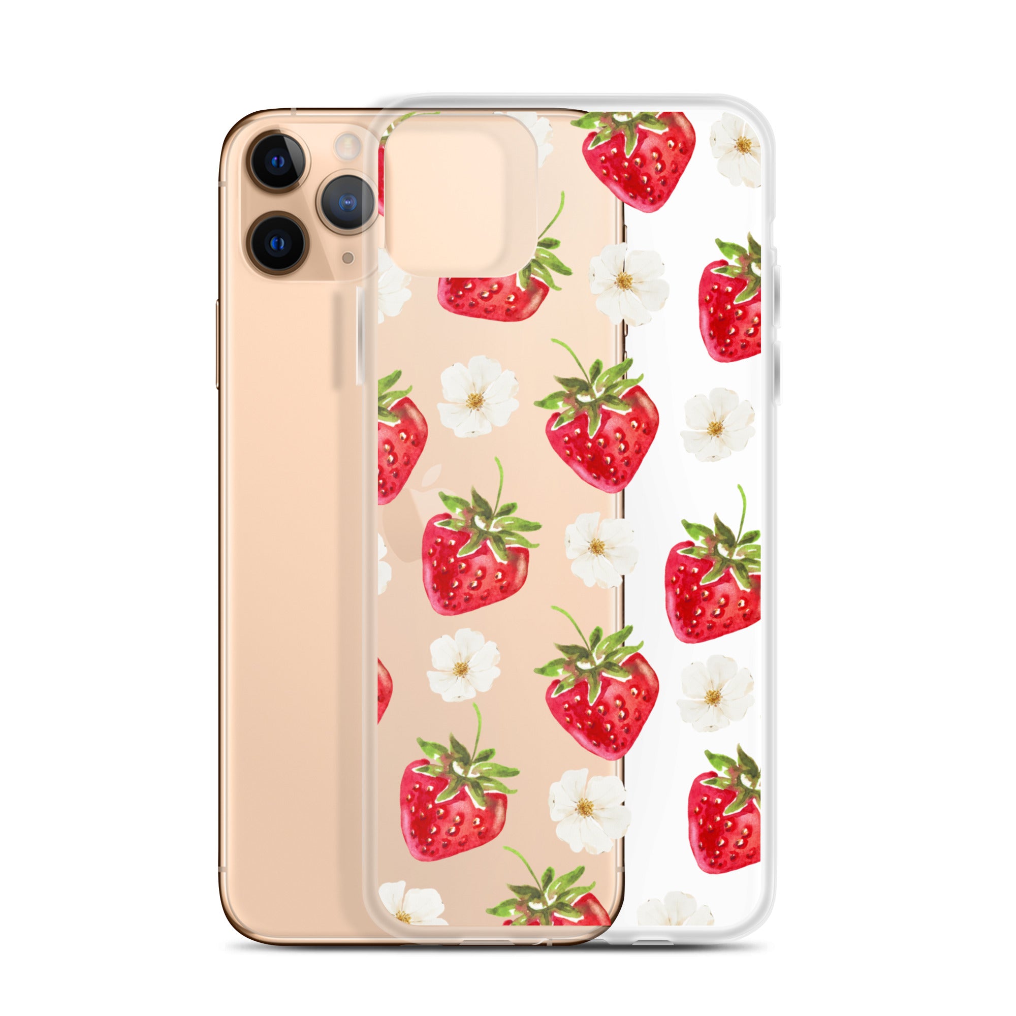 Strawberry Bloom Clear iPhone Case