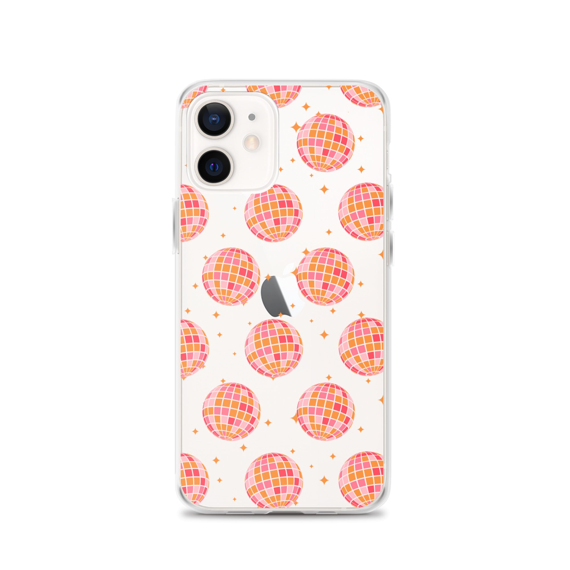 Pink & Orange Disco Balls Clear iPhone Case