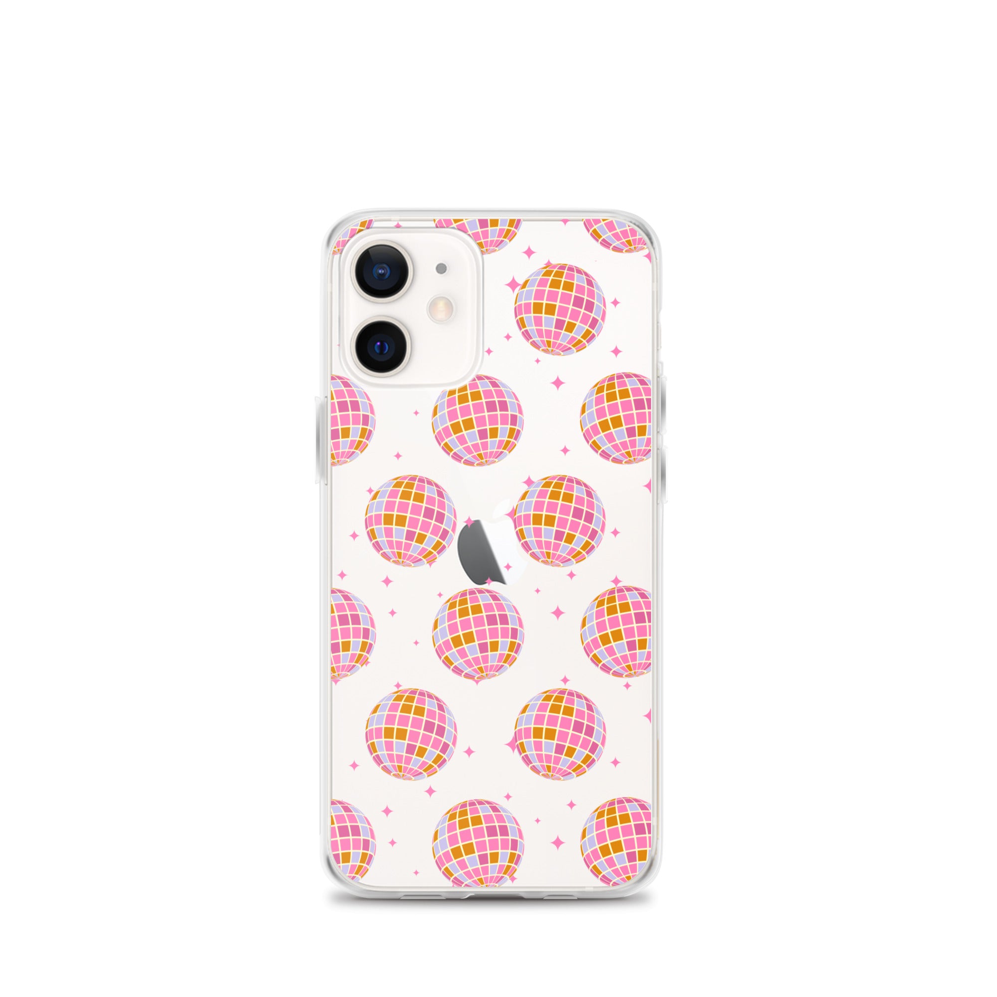 Pink & Blue Disco Balls Clear iPhone Case