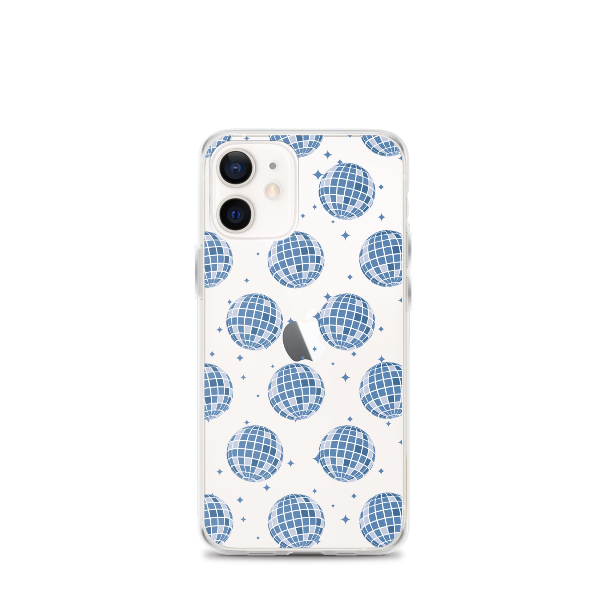 Dark Blue Disco Balls Clear iPhone Case