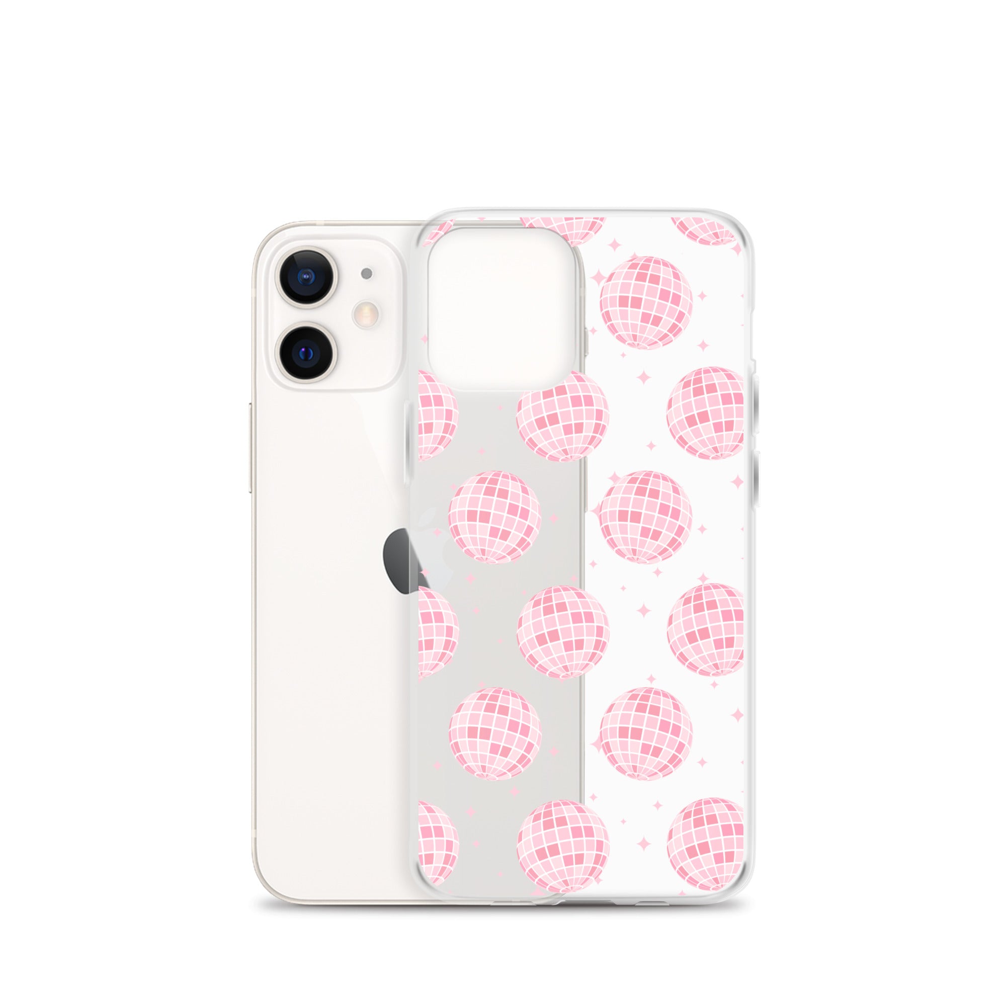 Light Pink Disco Balls Clear iPhone Case