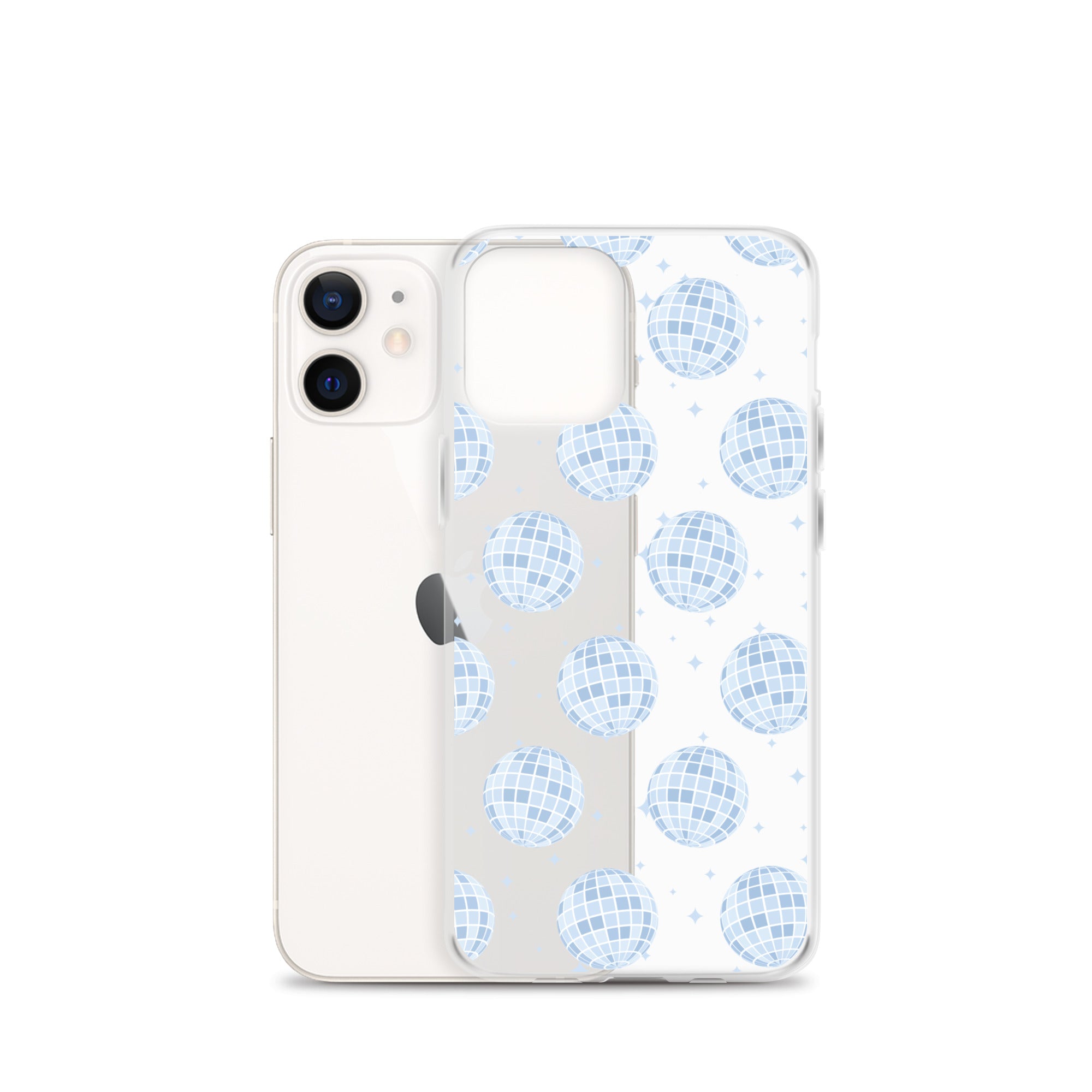 Light Blue Disco Balls Clear iPhone Case