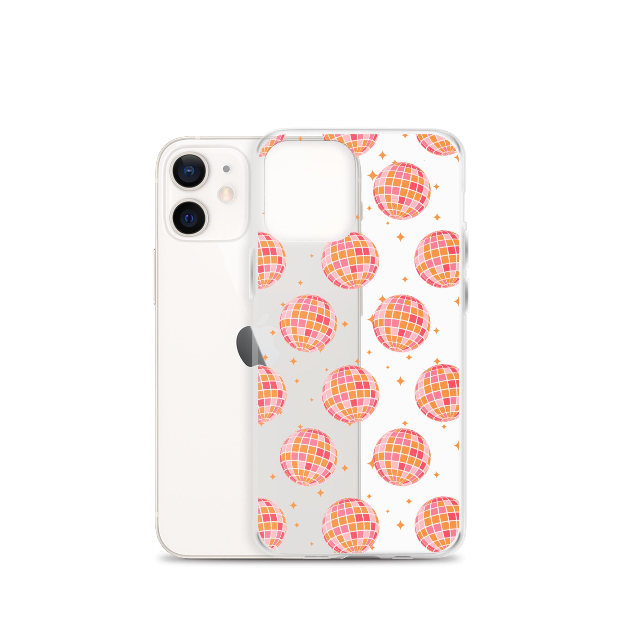 Pink & Orange Disco Balls Clear iPhone Case