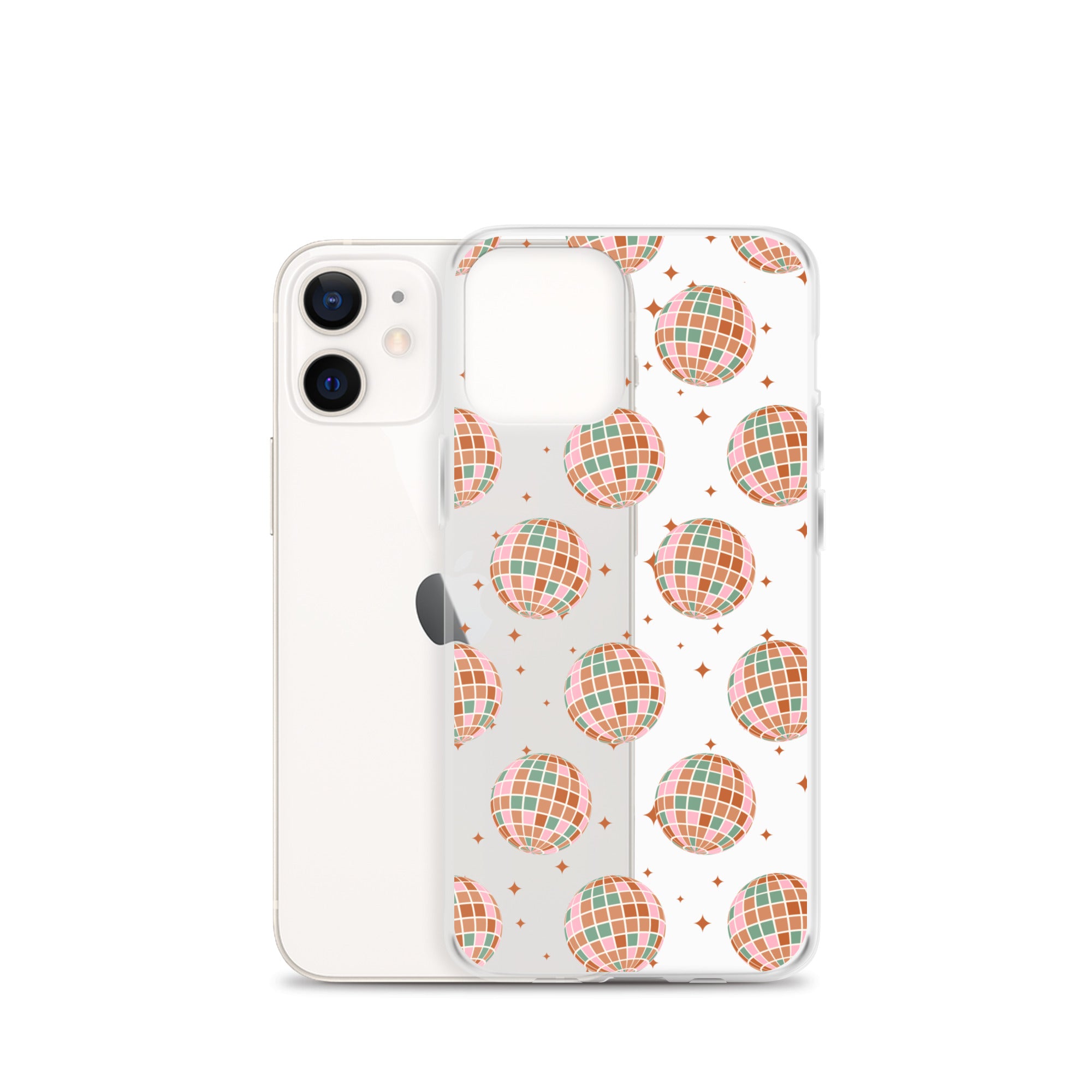 Brown Boho Disco Balls Clear iPhone Case