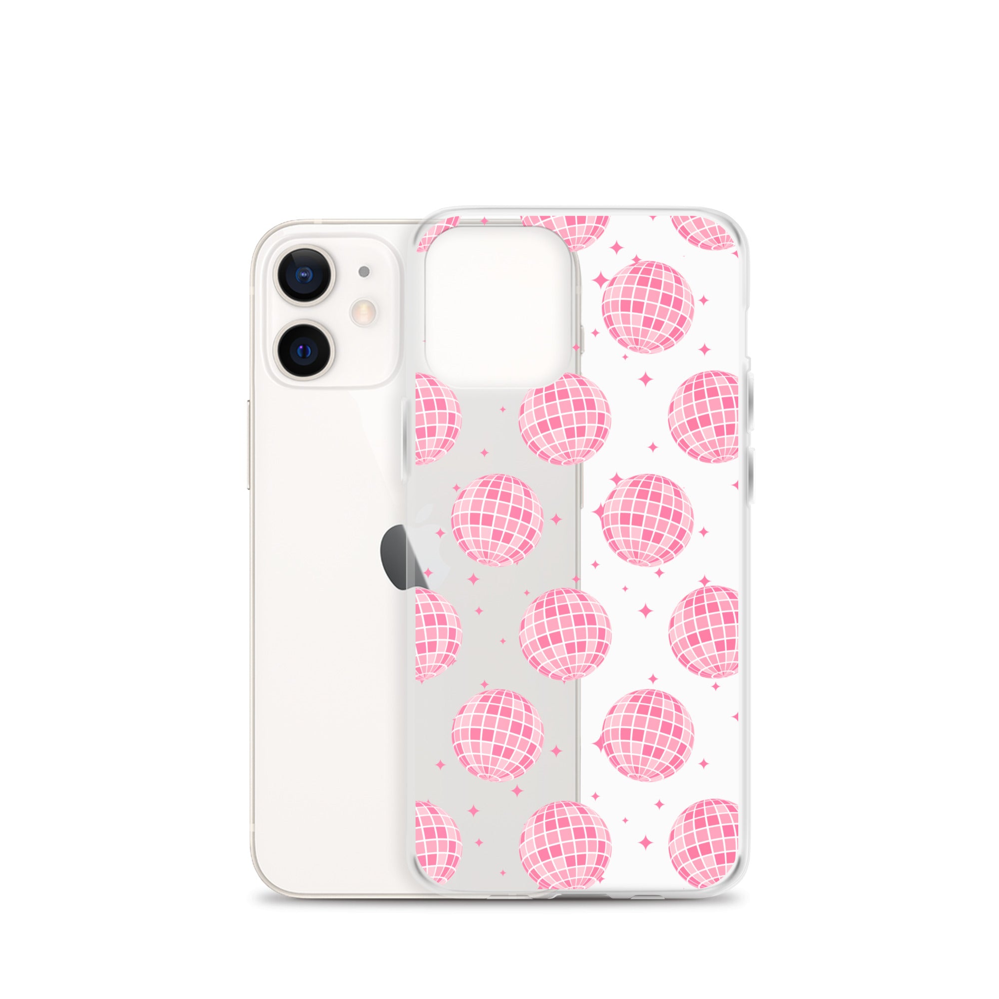 Pink Disco Balls Clear iPhone Case